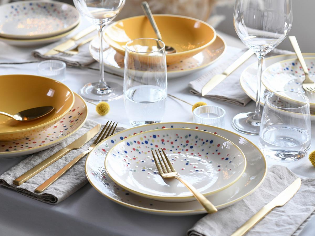 JEDÁLENSKÝ SERVIS JOY GELB-BUNT - žltá/krémová, Basics, keramika (31,5/31/37null) - Creatable