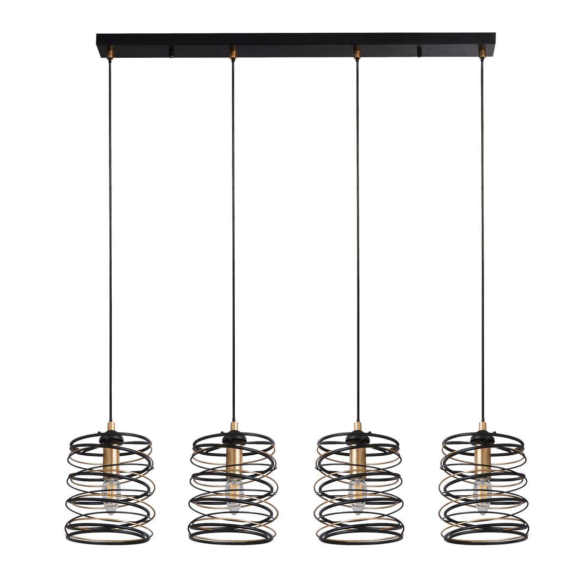 Hängeleuchte Spring H: 110 cm, 4-Flammig, Goldfarben/Schwarz - Goldfarben/Schwarz, Design, Metall (91/110/16cm)