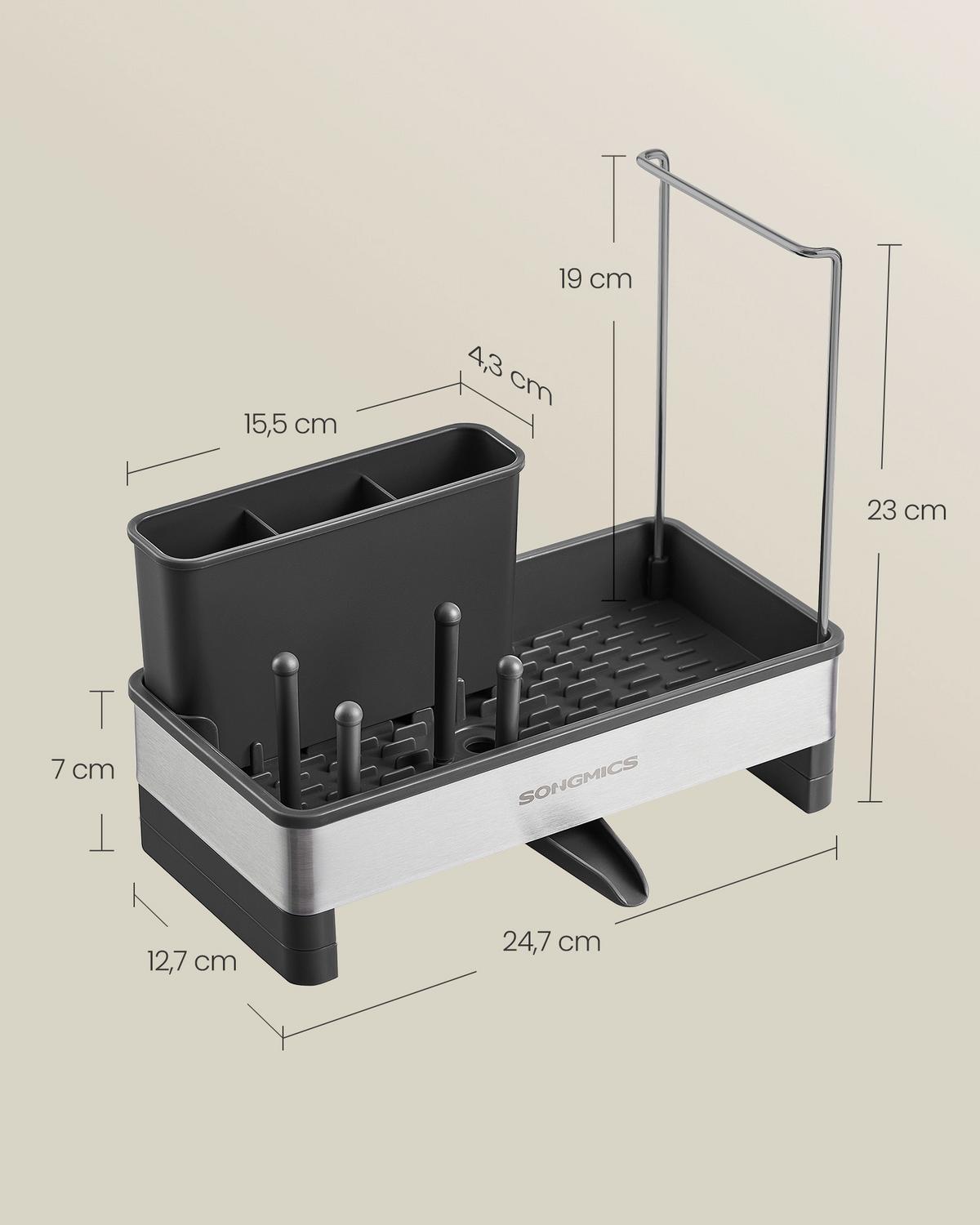 Schwammhalter Schwarz/Silberfarben - Silberfarben/Schwarz, Basics, Kunststoff/Metall (24,7/23/12,7cm)