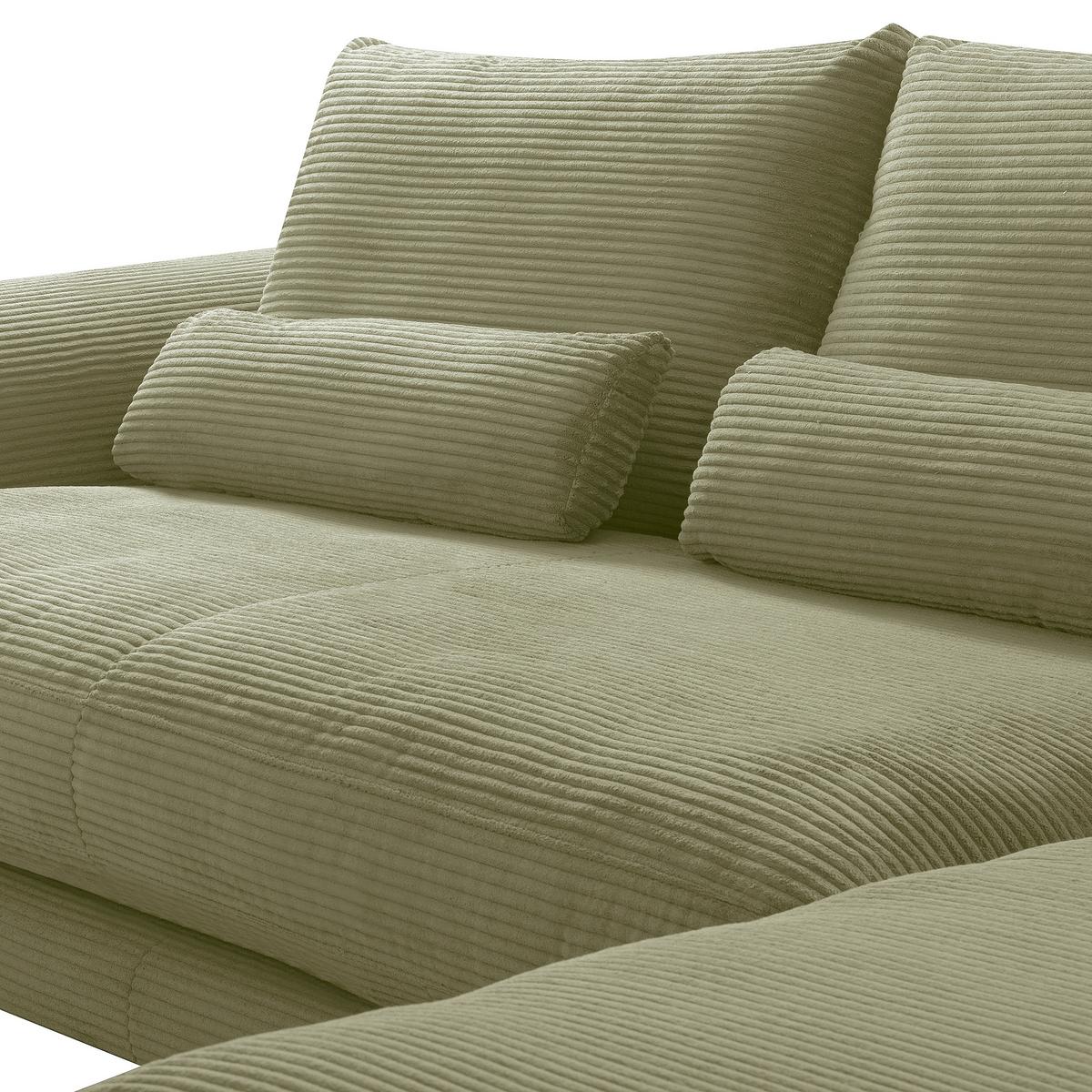 Ecksofa Berlin Cord Olivgrün 313x172 cm - Schwarz/Olivgrün, Design, Textil (313/172cm) - P & B