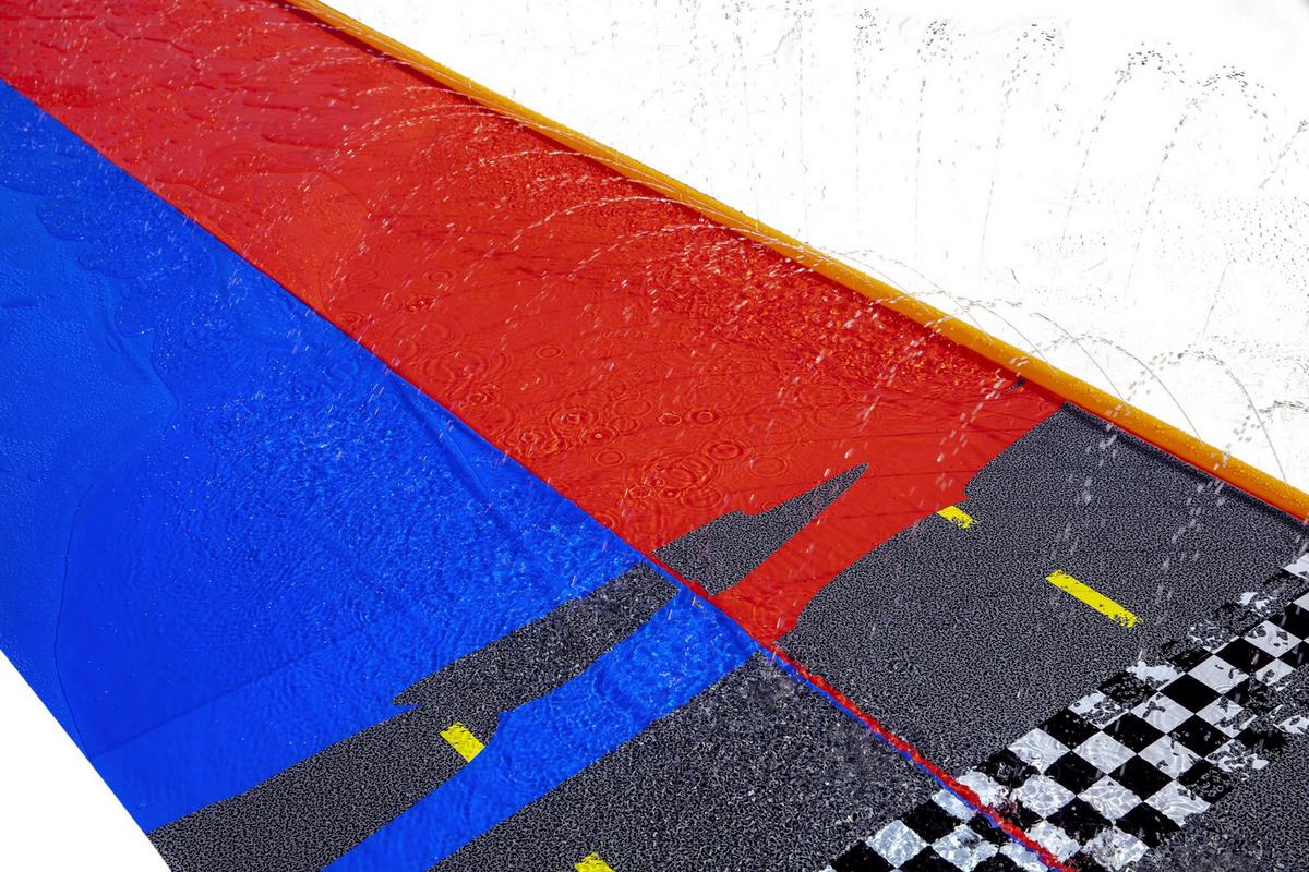 Wasserrutsche Splashy Speedway L: 488 cm - Blau/Rot, Basics, Kunststoff (1/488cm) - Bestway