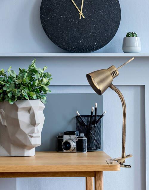 LED-Klemmleuchte 2477l - Messingfarben, Design, Metall (24/24/37,5cm) - Globo