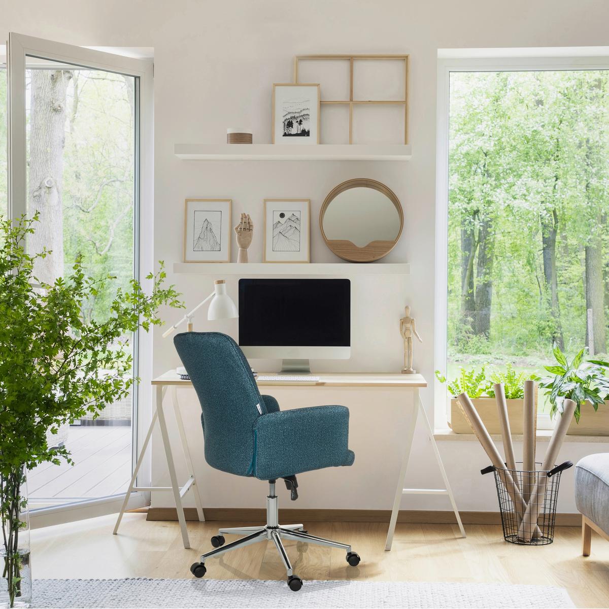 Drehstuhl Solao Petrol T: 63 Cm - Silberfarben/Petrol, MODERN, Kunststoff/Textil (63/98-108/67cm) - MID.YOU