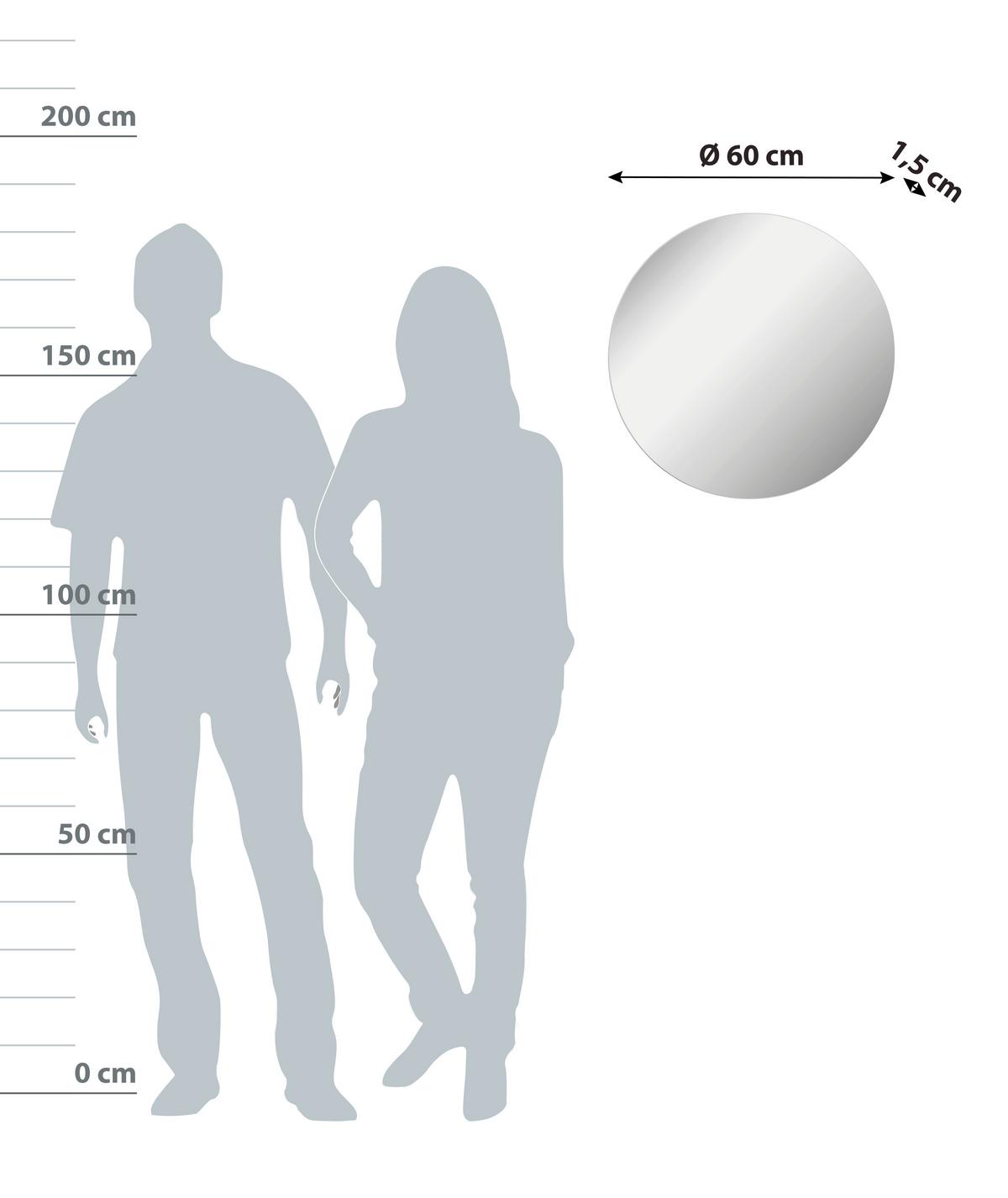 Wandspiegel Mirror Rund DM: 60 cm ohne Rahmen - Basics, Glas (60/60/3cm) - MID.YOU