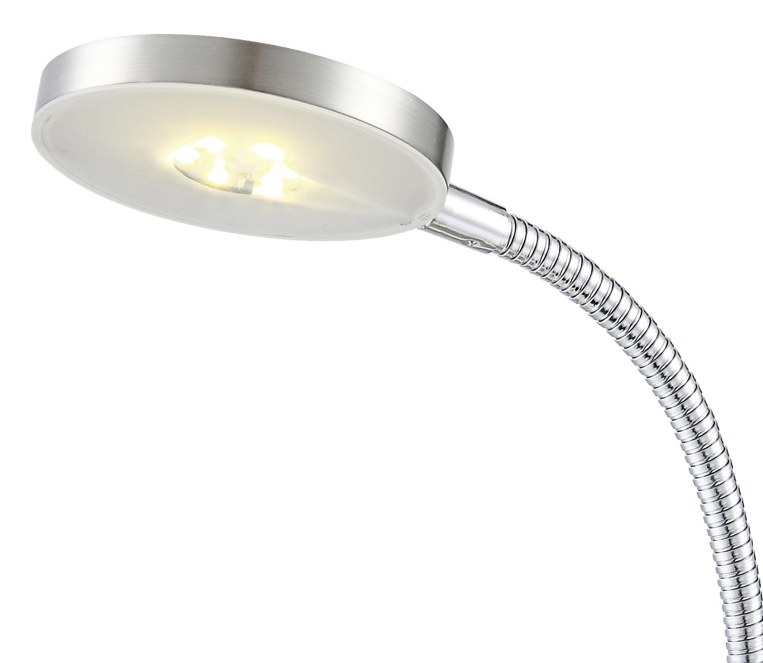 Led Schreibtischlampe Desiderio Nickel mit Flexarm - Detailansicht - Lampenkopf Led Schreibtischlampe Desiderio Nickel mit Flexarm - Detailansicht - Lampenkopf