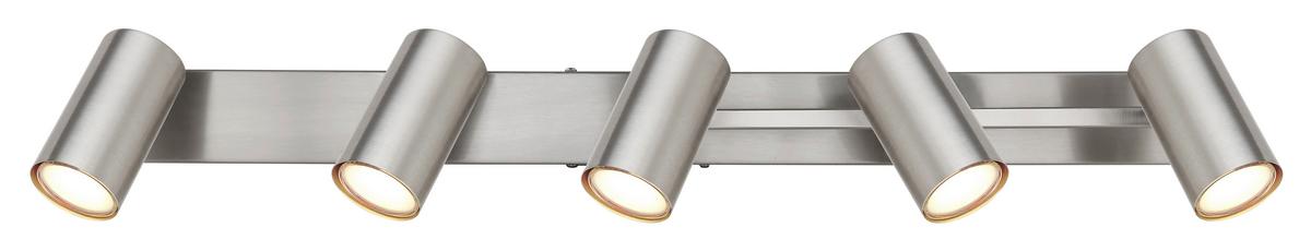 Strahler 5-Flammig verstellbar L: 70 cm - Chromfarben, Design, Metall (70/35/17cm) - Globo