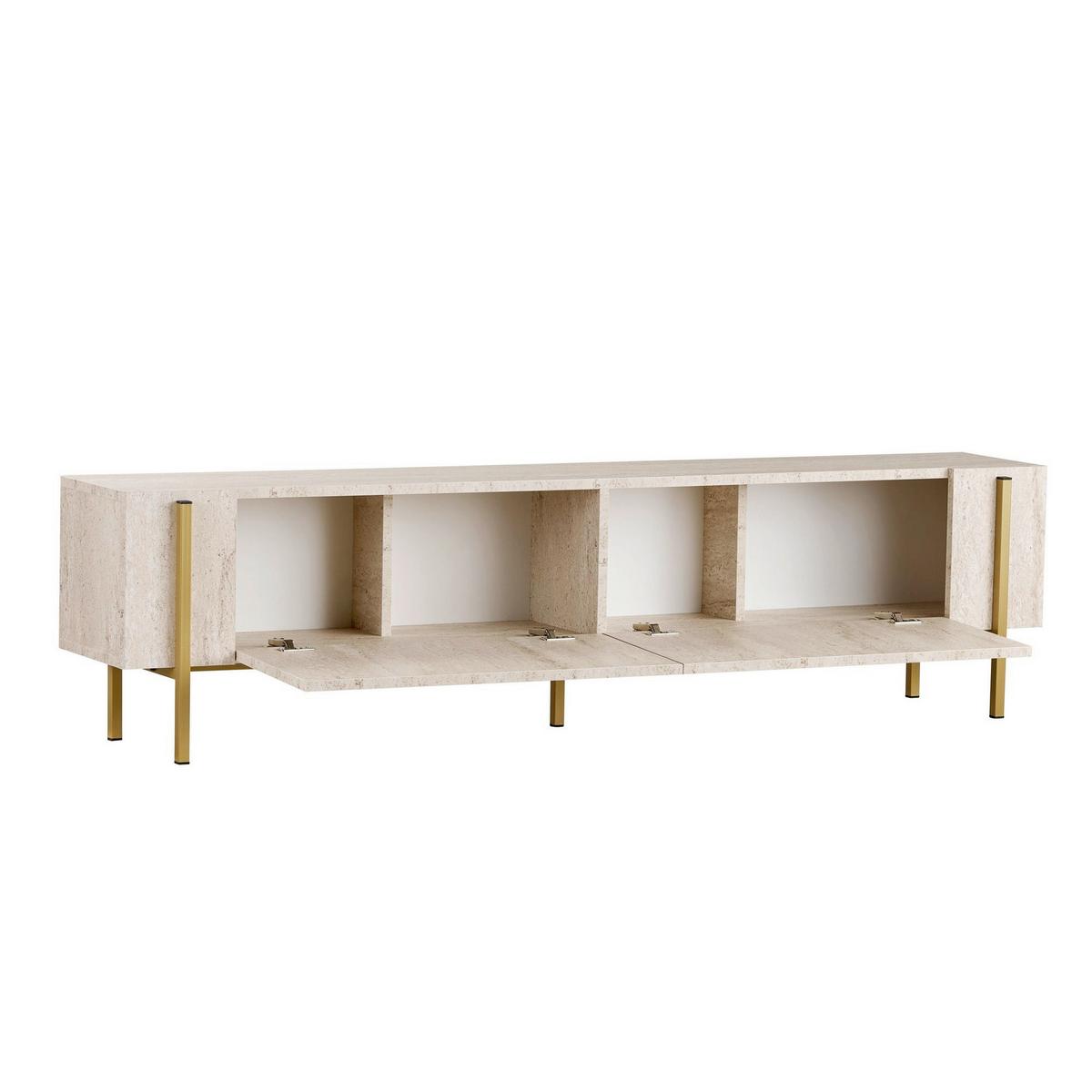 TV-ELEMENT Travertine/Gold B: 180cm - Elfenbein/Goldfarben, MODERN, Holzwerkstoff (180/45/30cm)