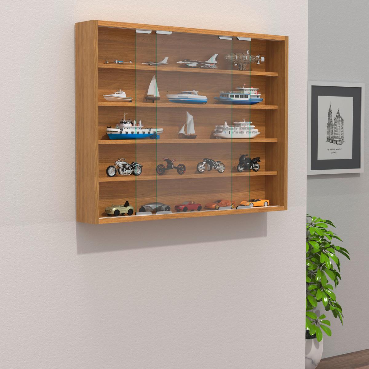 Hängevitrine Agisa L B: 77 cm Buchefarben - Buchefarben, MODERN, Glas/Holzwerkstoff (77/60/10cm) - MID.YOU