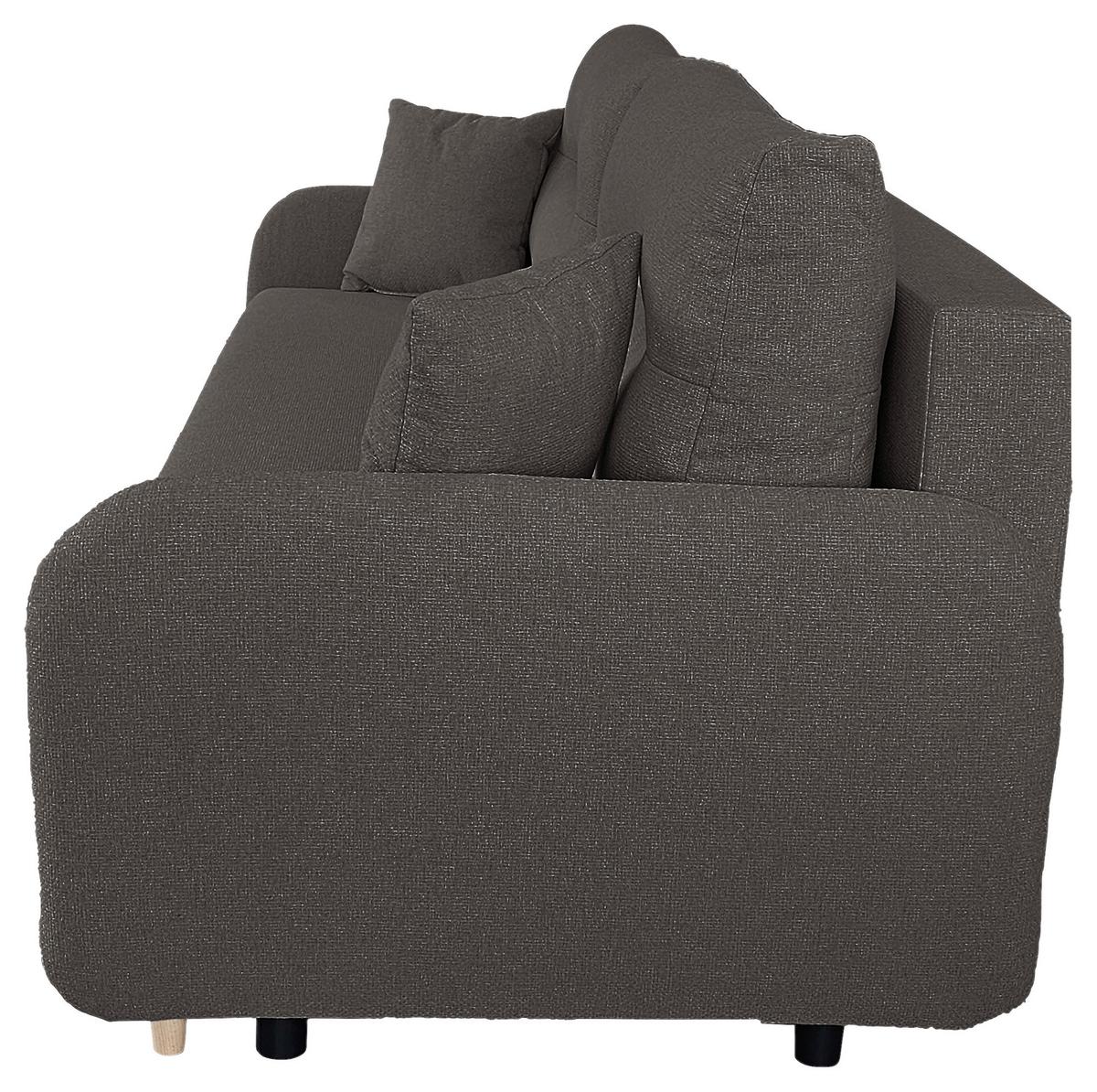 Schlafsofa Mit Bettkasten Vero Grau B: 206 Cm - Schwarz/Naturfarben, Design, Textil (206/88/93cm) - MID.YOU