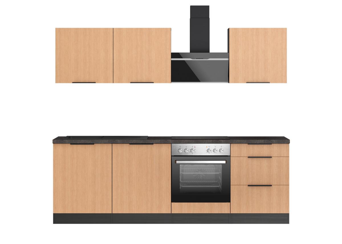 Küchenblock Glasgow Eichefarben/graphit B: 240 Cm - Eichefarben/Graphitfarben, LIFESTYLE, Holzwerkstoff (240cm) - Held