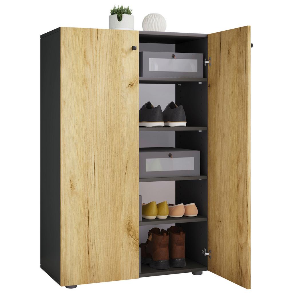 Schuhschrank Lona Anthrazit Honigeiche Dekor