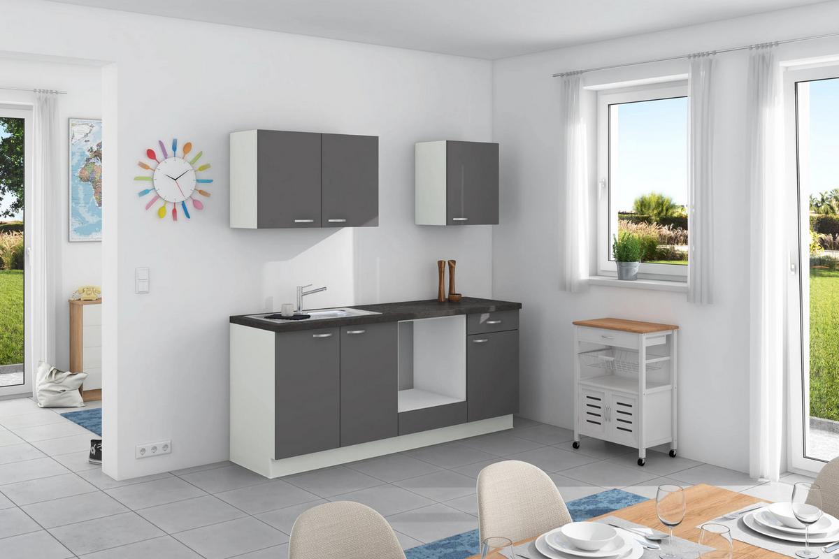 Küchenzeile Win ohne Geräte ohne Geräte B: 200 cm - Anthrazit/Weiß, Design, Holzwerkstoff (200cm) - Express
