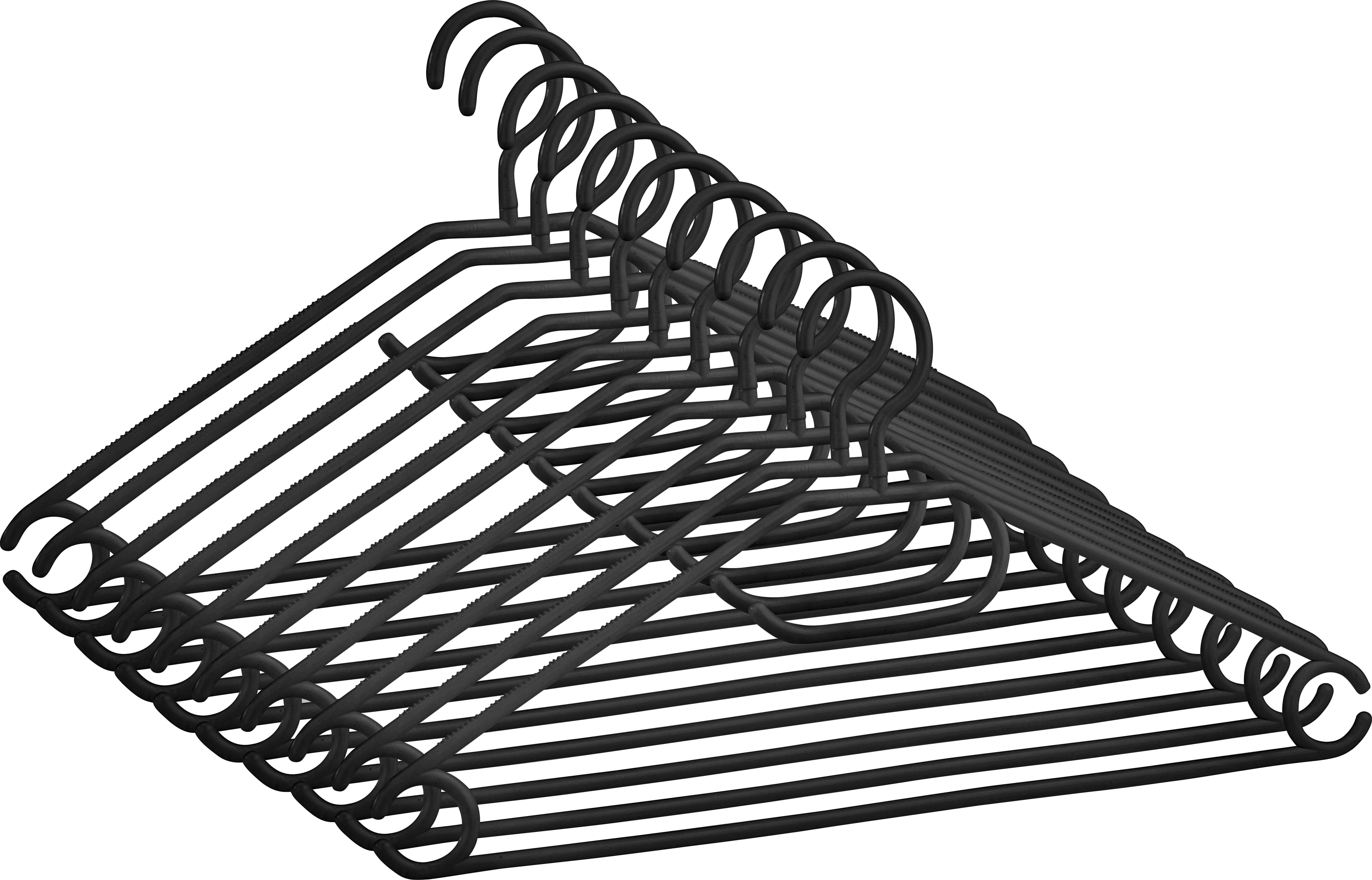 Sada vešiakov Clara 10 ks/bal. - čierna, plast (40,8/20,5cm) - Based