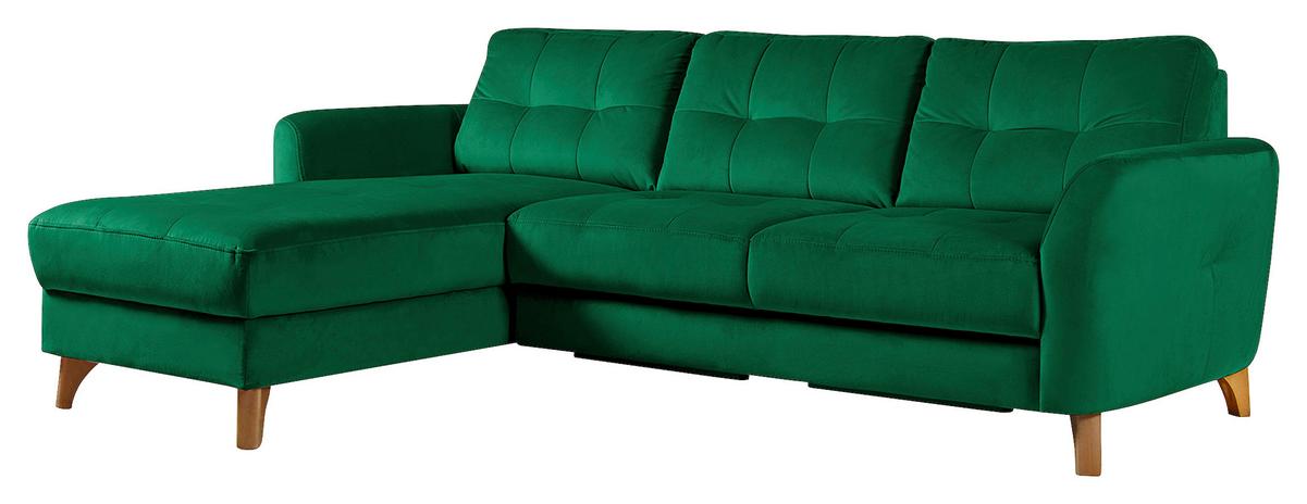 Ecksofa Nordic Dunkelgrün, S: 168 cm - Dunkelgrün/Buchefarben, Design, Textil (168/238cm) - Livetastic