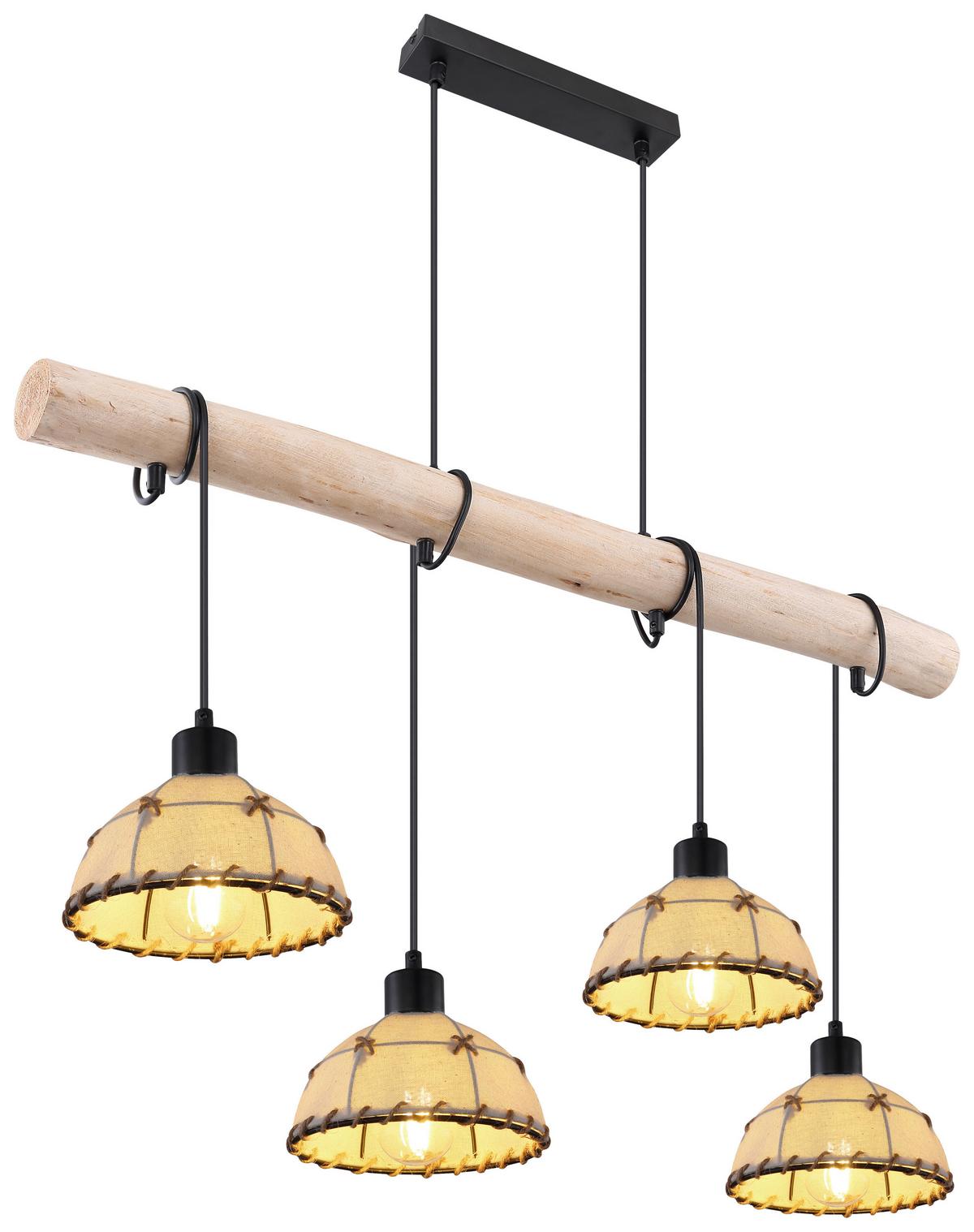 Hängeleuchte Rex H: 120 Cm 4-Flammig - Beige/Schwarz, Natur, Naturmaterialien/Textil (85/18/120cm) - Globo