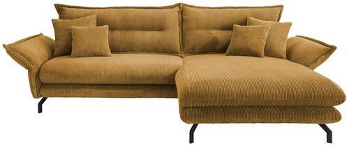 Ecksofa Lava Goldfarben S: 255/180 cm - Goldfarben/Schwarz, MODERN, Textil (255/180cm) - Livetastic