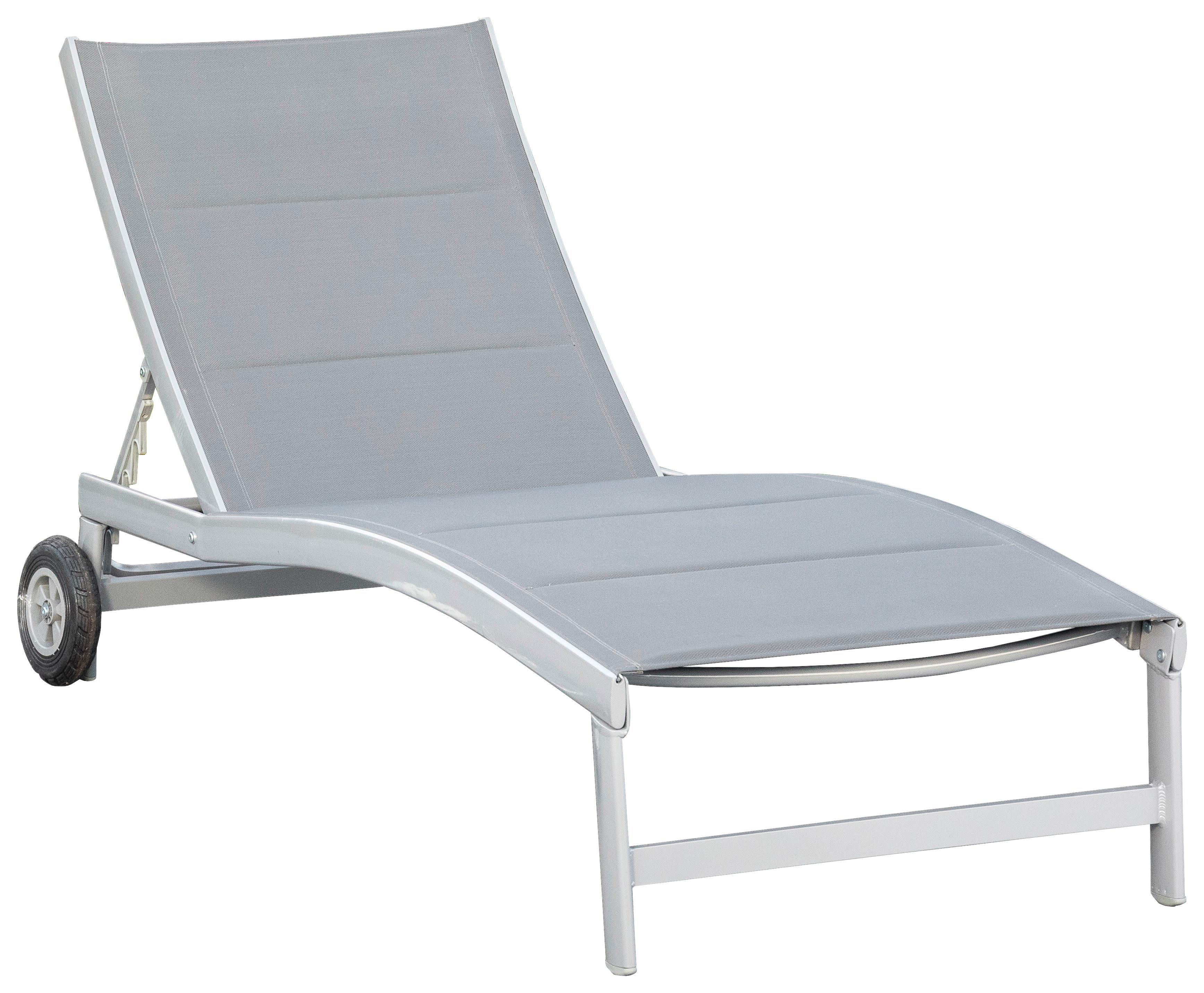 Gartenliege San Marino Metall/ Textil verstellbar mit Räder - Silberfarben/Grau, KONVENTIONELL, Textil/Metall (70/37,5/207cm) - Gardenson