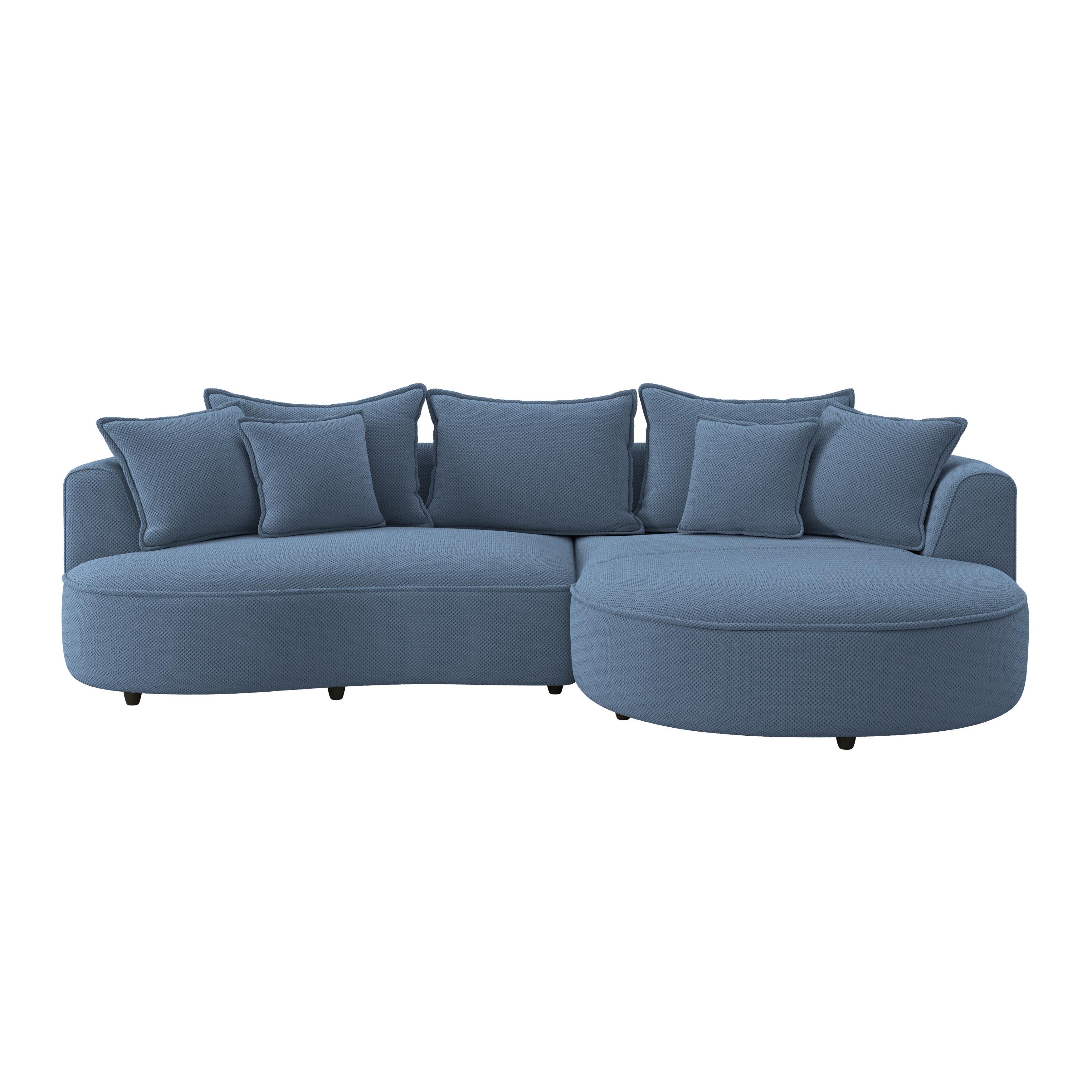 Rohová sedačka LEVI, pravá, tmavě modrá, se 7 polštáři - černá/tmavě modrá, Moderní, textil/plast (287/168cm)
