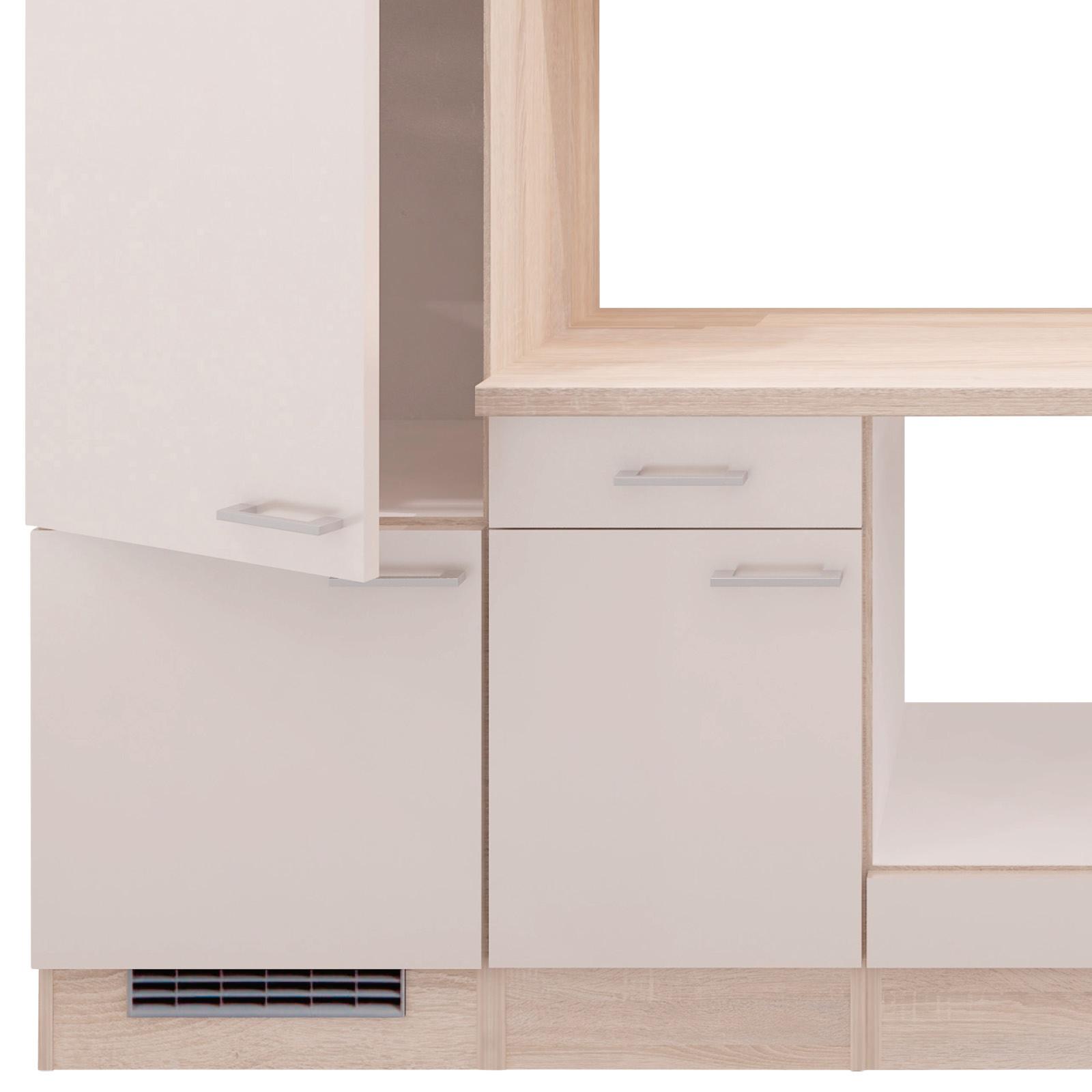 Kuchynský blok NEPAL bez spotrebičov, šírka 270 cm - kašmírová/farba duba, Modern, kompozitné drevo (270cm) - MID.YOU