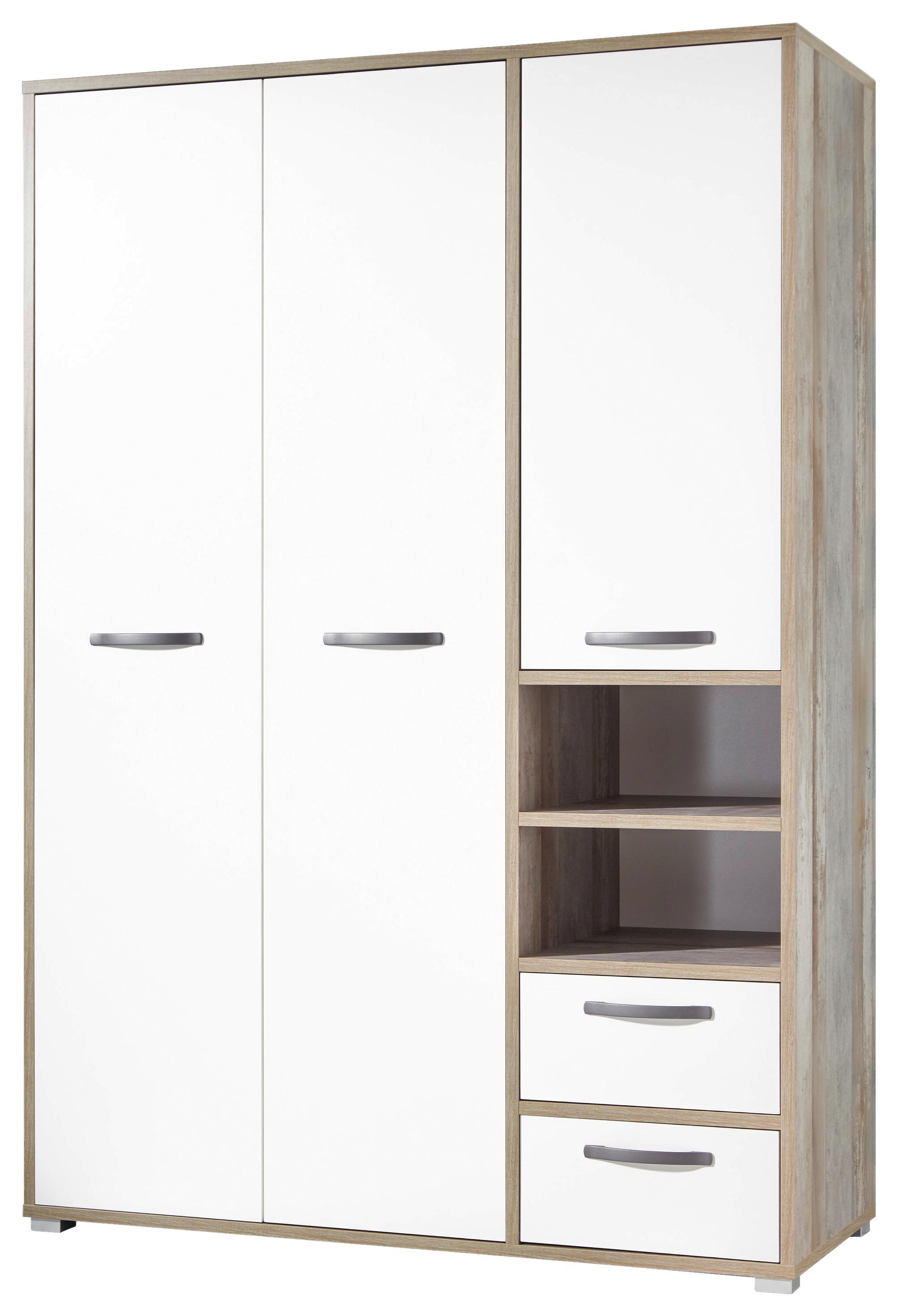Kleiderschrank Moon B: 138cm Buche Dekor/Weiß - Weiß/Braun, MODERN, Holzwerkstoff (138/201/57cm)
