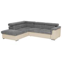 Ecksofa Mit Schlaffunktion + Bettkasten Milla, Webstoff - Anthrazit/Braun, Basics, Holz/Textil (217/252cm) - MID.YOU
