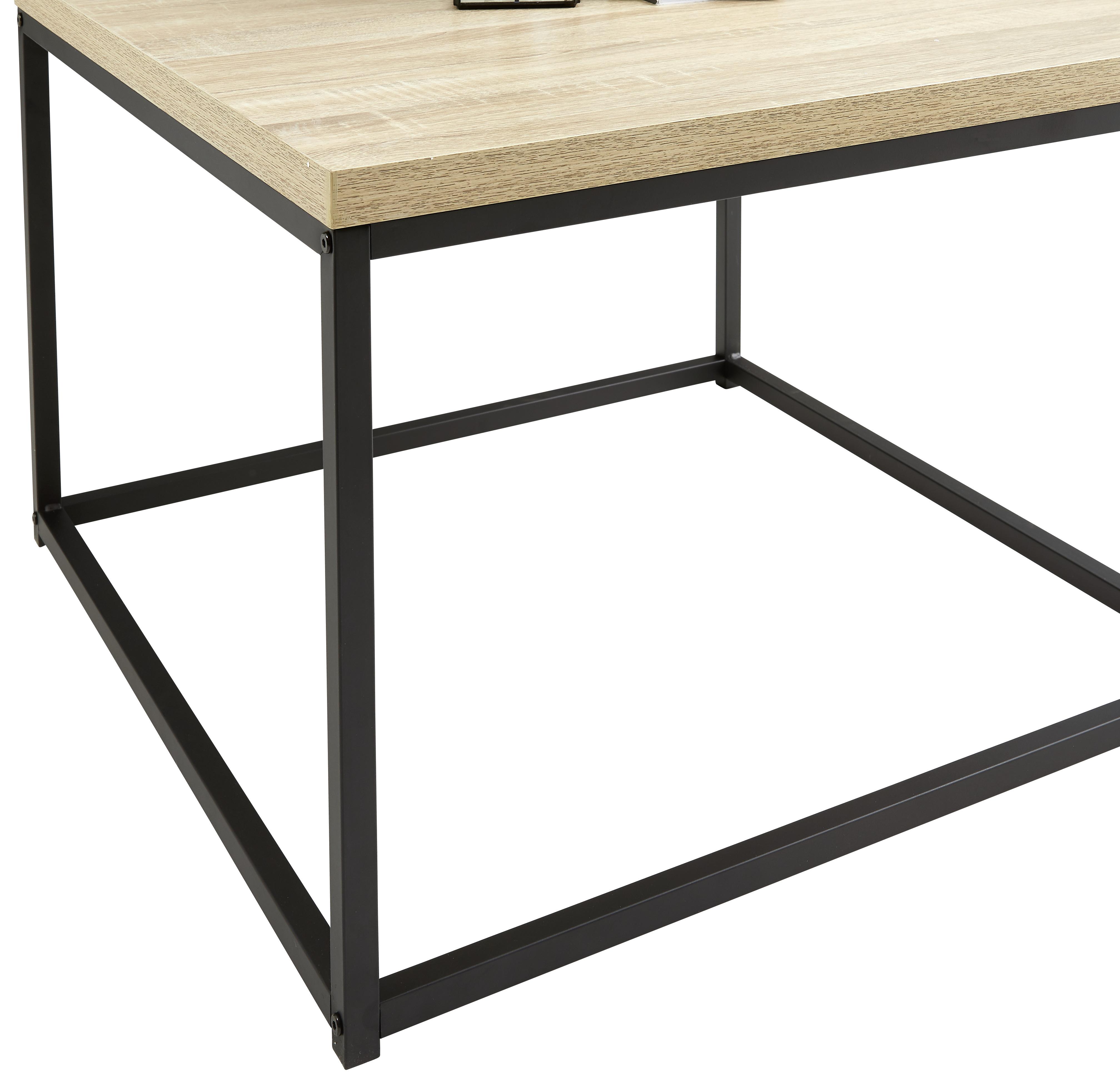 Couchtisch Massa, Eichefarben/schwarz - Schwarz/Sonoma Eiche, LIFESTYLE, Holzwerkstoff/Metall (70/70/48cm) - MID.YOU