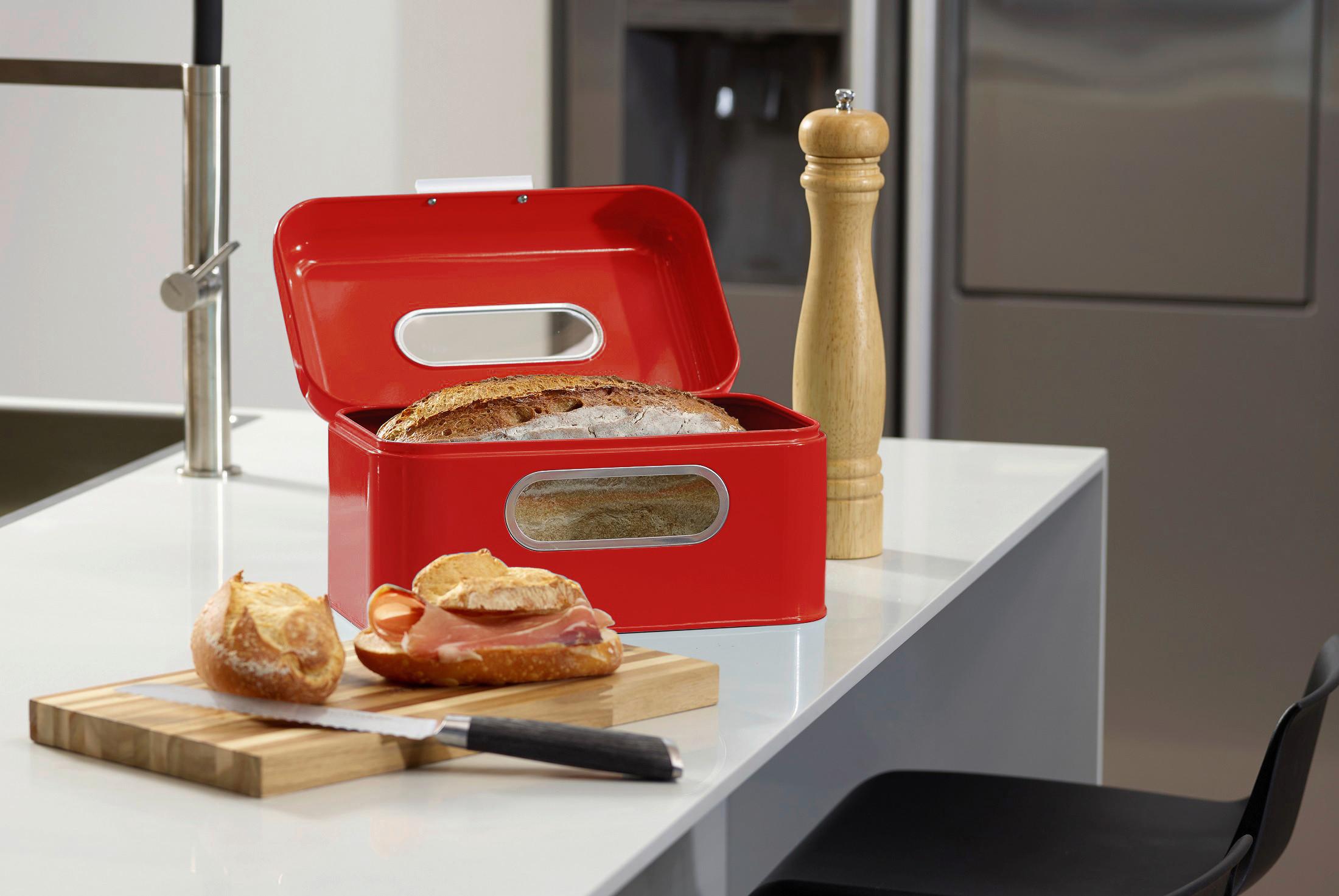 Brotkasten Echtwerk Brotkasten - Rot, Design, Metall (30/20/16,5cm) - Echtwerk