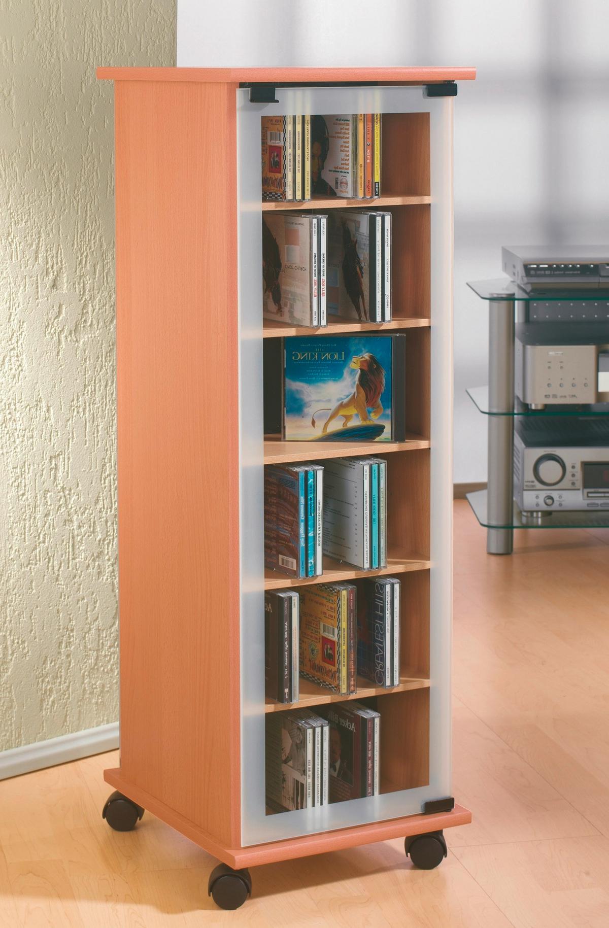 Cd-regal M. Glastür Auf Rollen Valenza 31 Cm Buche Dekor - Buchefarben, KONVENTIONELL, Glas/Holzwerkstoff (31/97,5/35cm) - MID.YOU