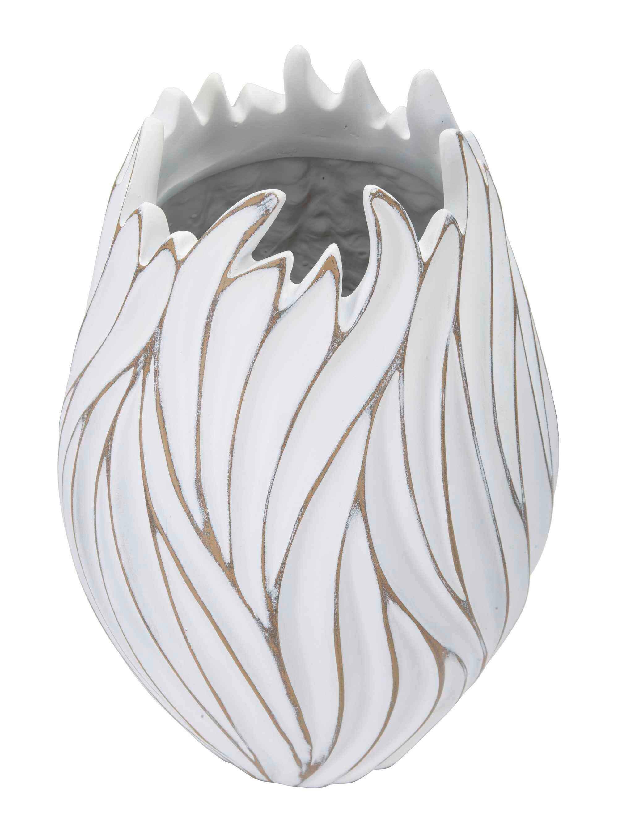 Vase Polyresin Honduras Weiß B: 27 cm - Weiß, Basics, Kunststoff (27/41.5/27  cm) - Mauro Ferretti