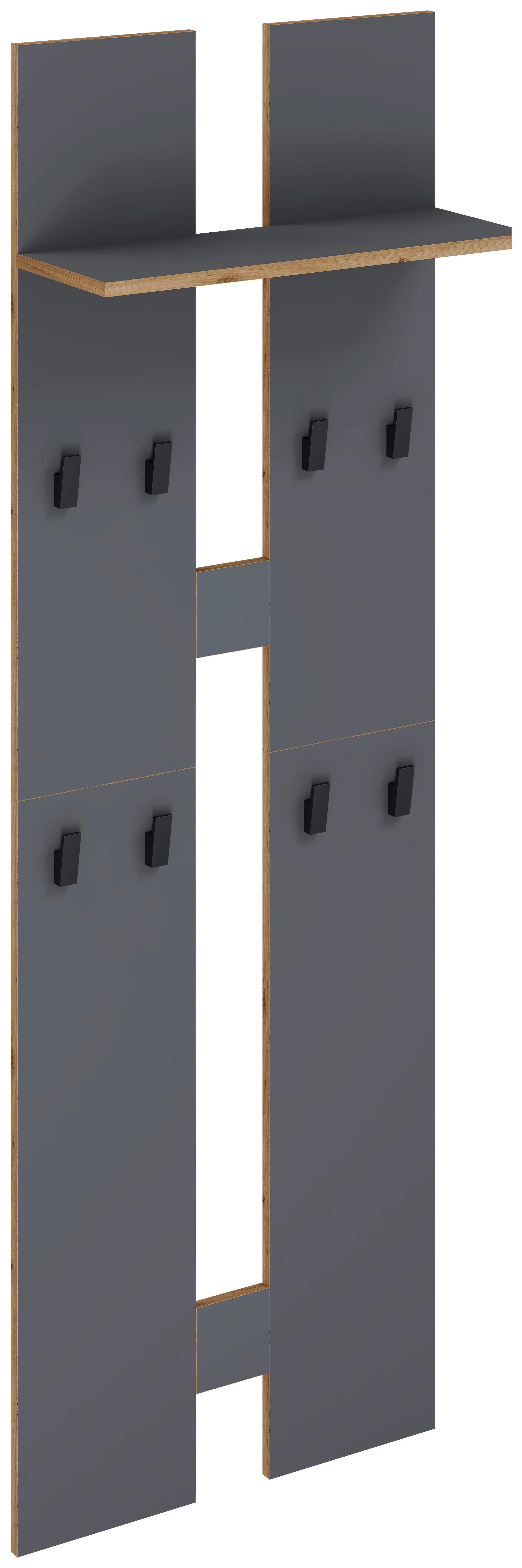 Wandgarderobe Salia Anthrazit/Honigeiche - Honigeiche/Anthrazit, Design, Holzwerkstoff (57/170/20cm) - MID.YOU