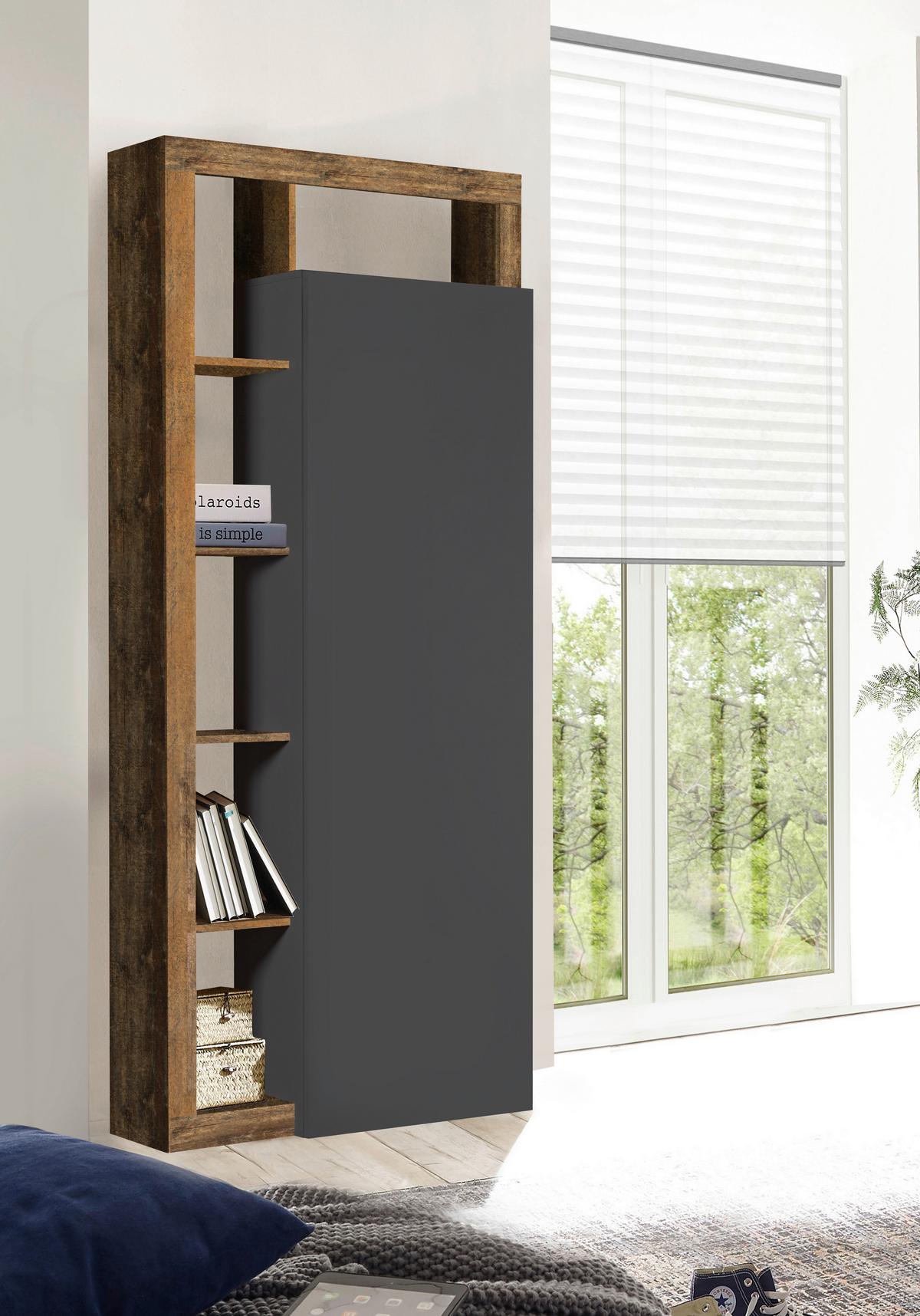 PREDSIEŇOVÁ SKRIŇA DALLAS - biela s vysokým leskom/dub wotan, Basics, kompozitné drevo (108/138/35cm)