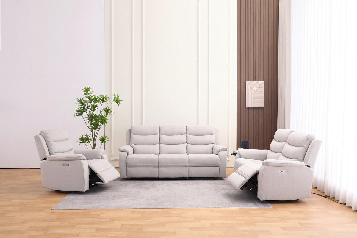 Trojmiestna relaxačná pohovka, MANCHESTER, béžová - čierna/béžová, Konventionell, textil/plast (208/102/93cm) - Based
