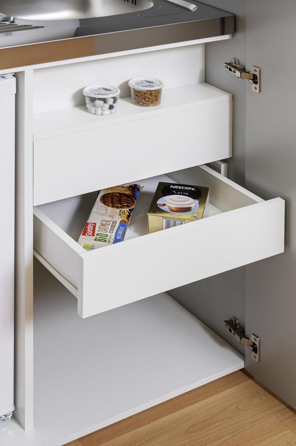 Schrankküche mit Kühlschrank + Kochfeld 104 cm Elegant - Weiß, MODERN, Holzwerkstoff/Metall (104/193/67cm) - Respekta