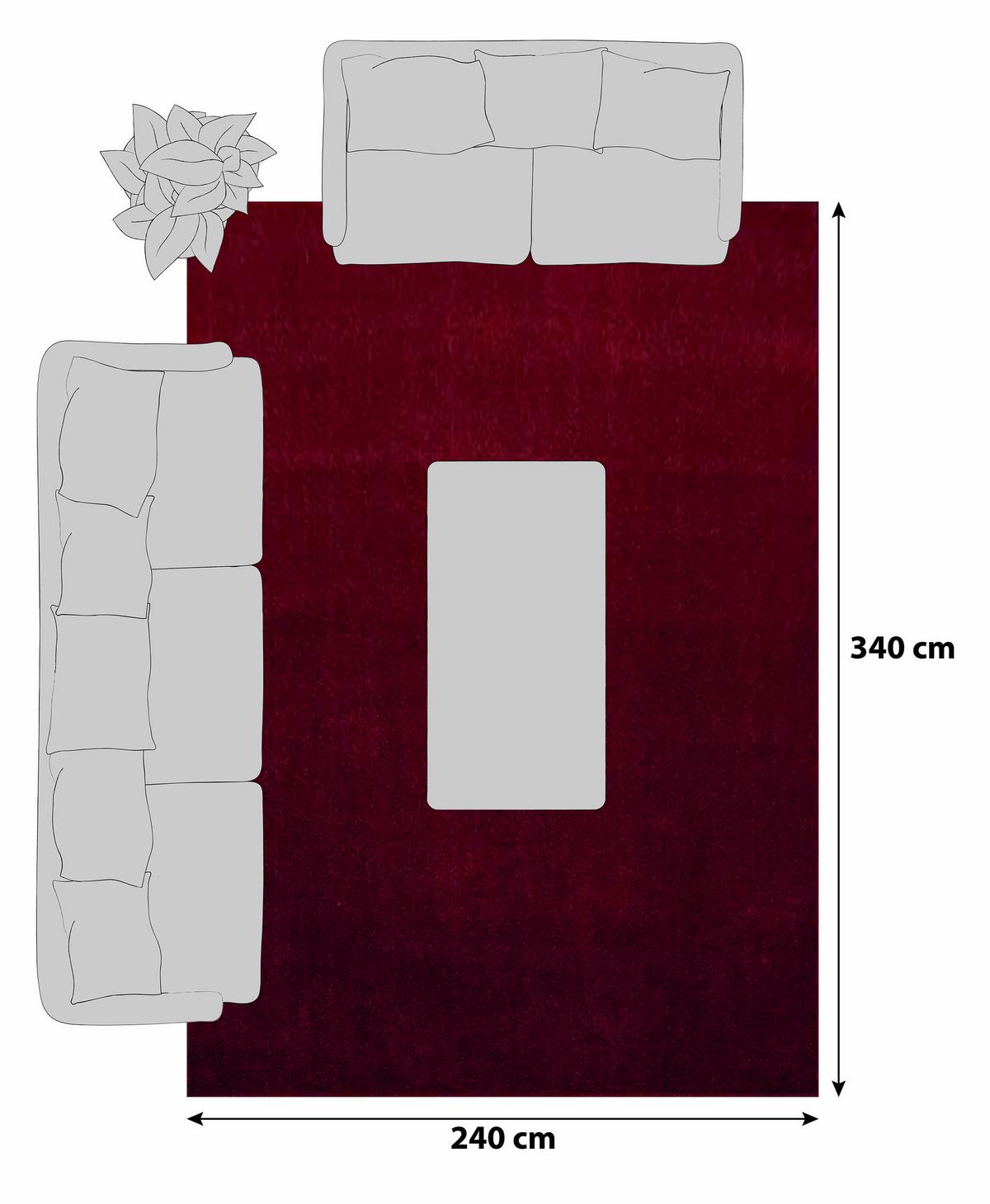 Hochflor Teppich Rot Ata 240x340 cm - Rot, Design, Textil (240/340cm) - Novel