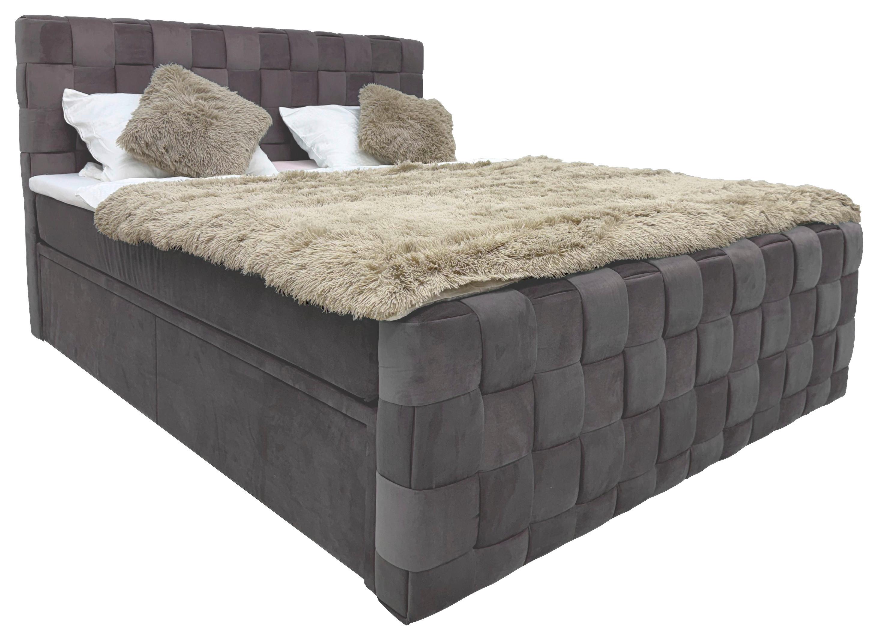 Boxbett Zante Graphitfarben Lf: 180x200 Cm - Graphitfarben, MODERN, Textil (180/200cm) - Livetastic