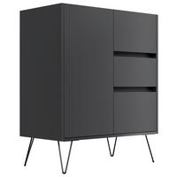 Sideboard Posseik Industrial Graphitfarben/Eichef. B: 76 cm - Eichefarben/Schwarz, Design, Holzwerkstoff (76/93,6/42cm) - P & B