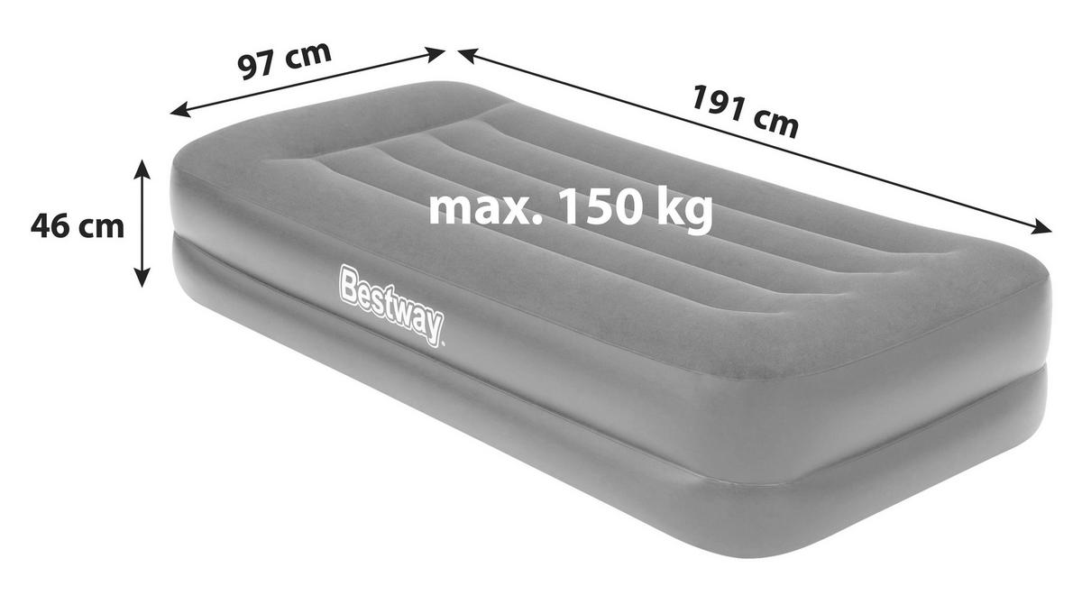 Luftmatratze Tritec Airbed Twin 191x97x46 Cm Bis 150 Kg - Schwarz/Grau, MODERN, Kunststoff (191/97/46cm) - Bestway