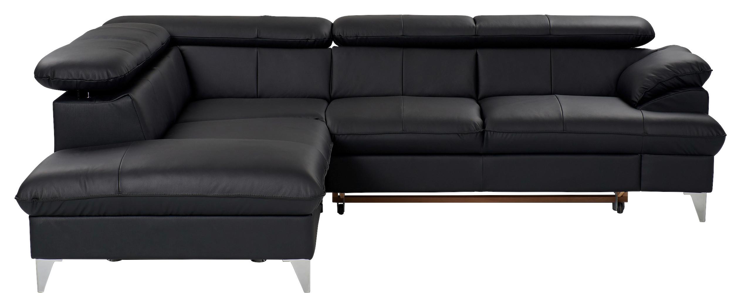 Sedacia súprava DAVID II - čierna/strieborná, Modern, kov/koža (208/71/256cm)