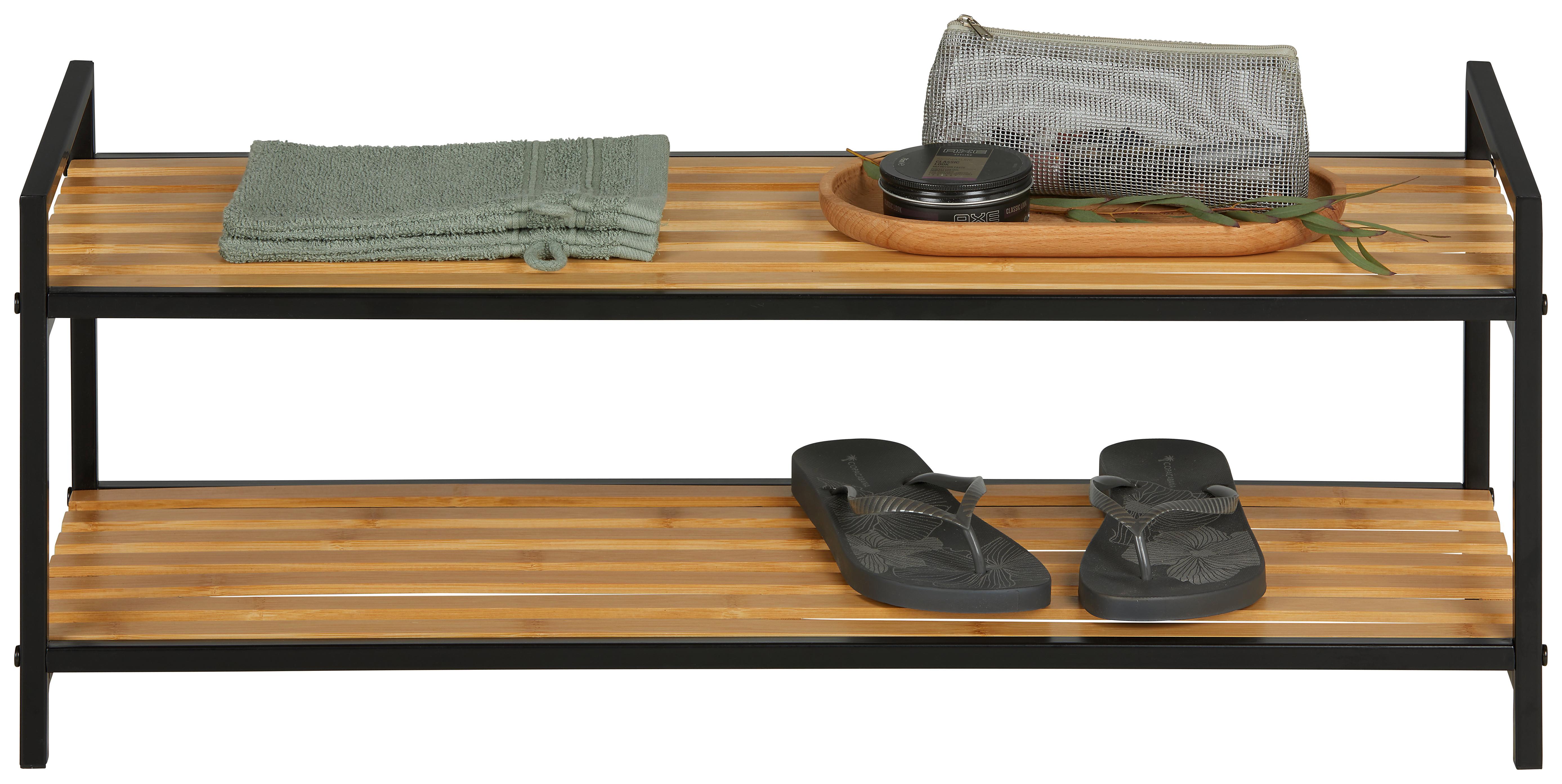 Regál na boty AZRA II - černá/přírodní barvy, Moderní, kov/přírodní materiály (70/32/30cm) - Mömax