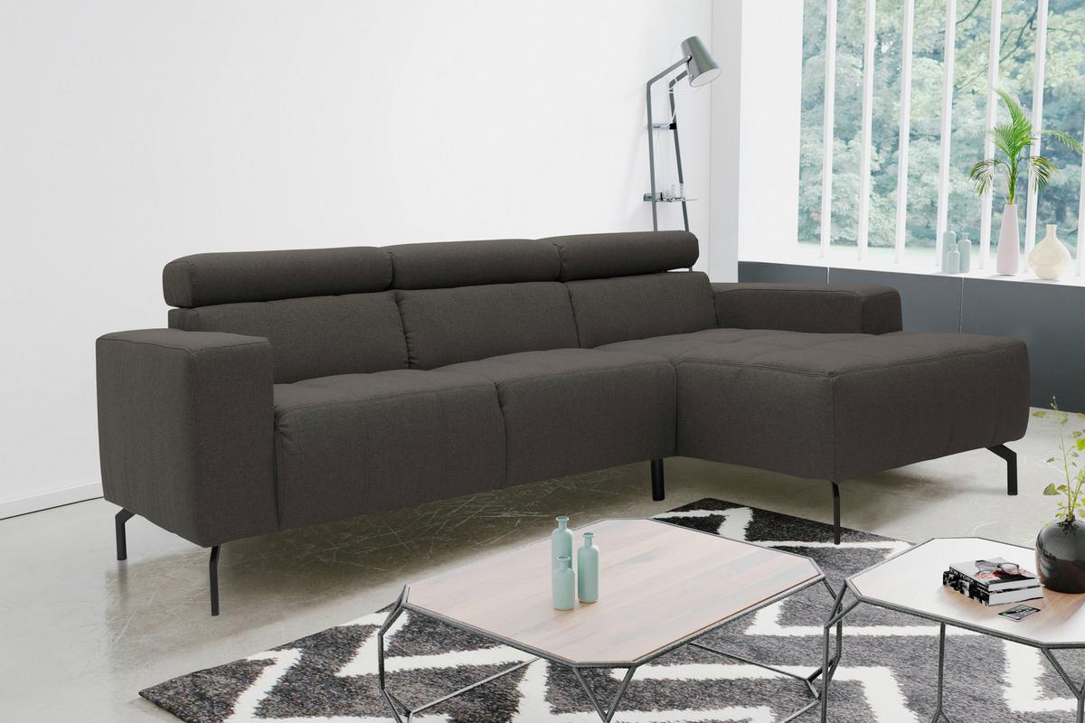 Ecksofa Cunelli Schwarz/braun Webstoff - Schwarz/Braun, Design, Textil (292/175cm) - MID.YOU