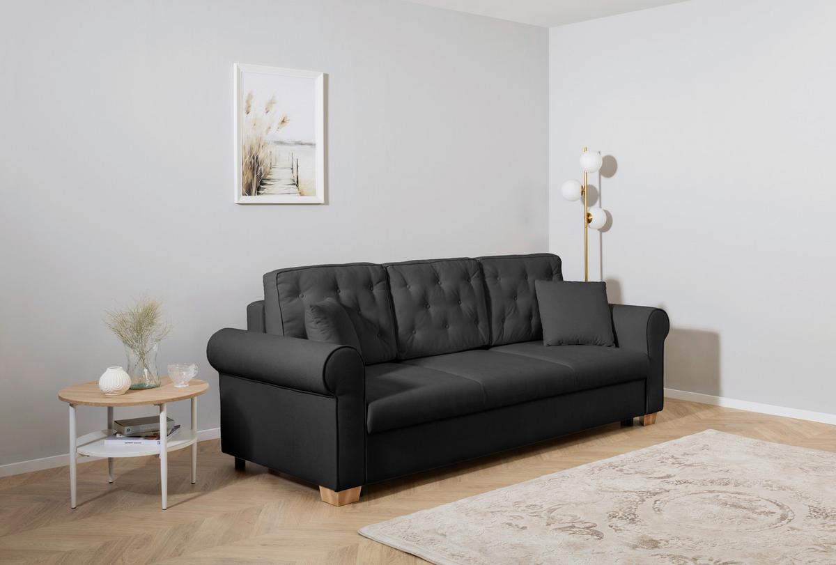 Schlafsofa Arles, Anthrazit 99 B: 240 Cm - Anthrazit/Buchefarben, Design, Textil (240/94/98cm) - MID.YOU