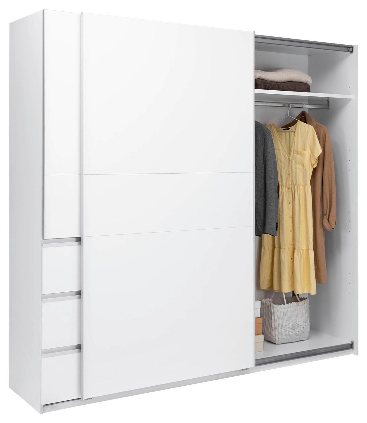 SCHIEBETÜRENSCHRANK Wilma Weiß B: 215cm - Weiß, MODERN, Holzwerkstoff (215/210/61,5cm) - P & B