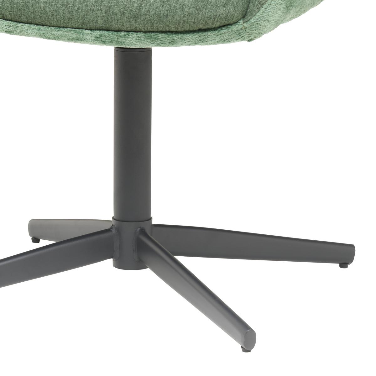 Armlehnstuhl Kaan Chenille Grün, B: 61 Cm - Schwarz/Grün, KONVENTIONELL, Textil/Metall (61/85/63cm) - MID.YOU