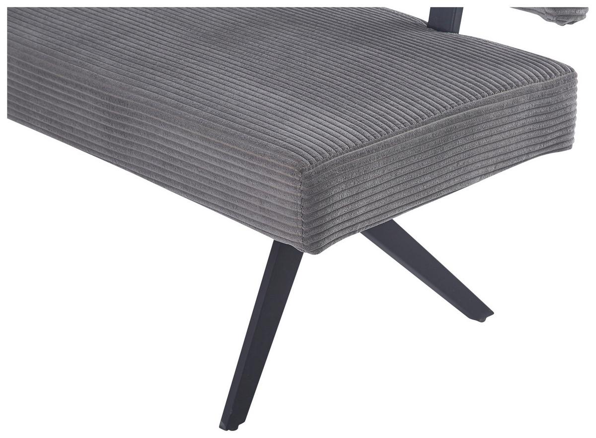 Eckbank Chios Cord Dunkelgrau, S: 150x190 cm - Dunkelgrau/Schwarz, KONVENTIONELL, Textil/Metall (150/190cm) - MID.YOU