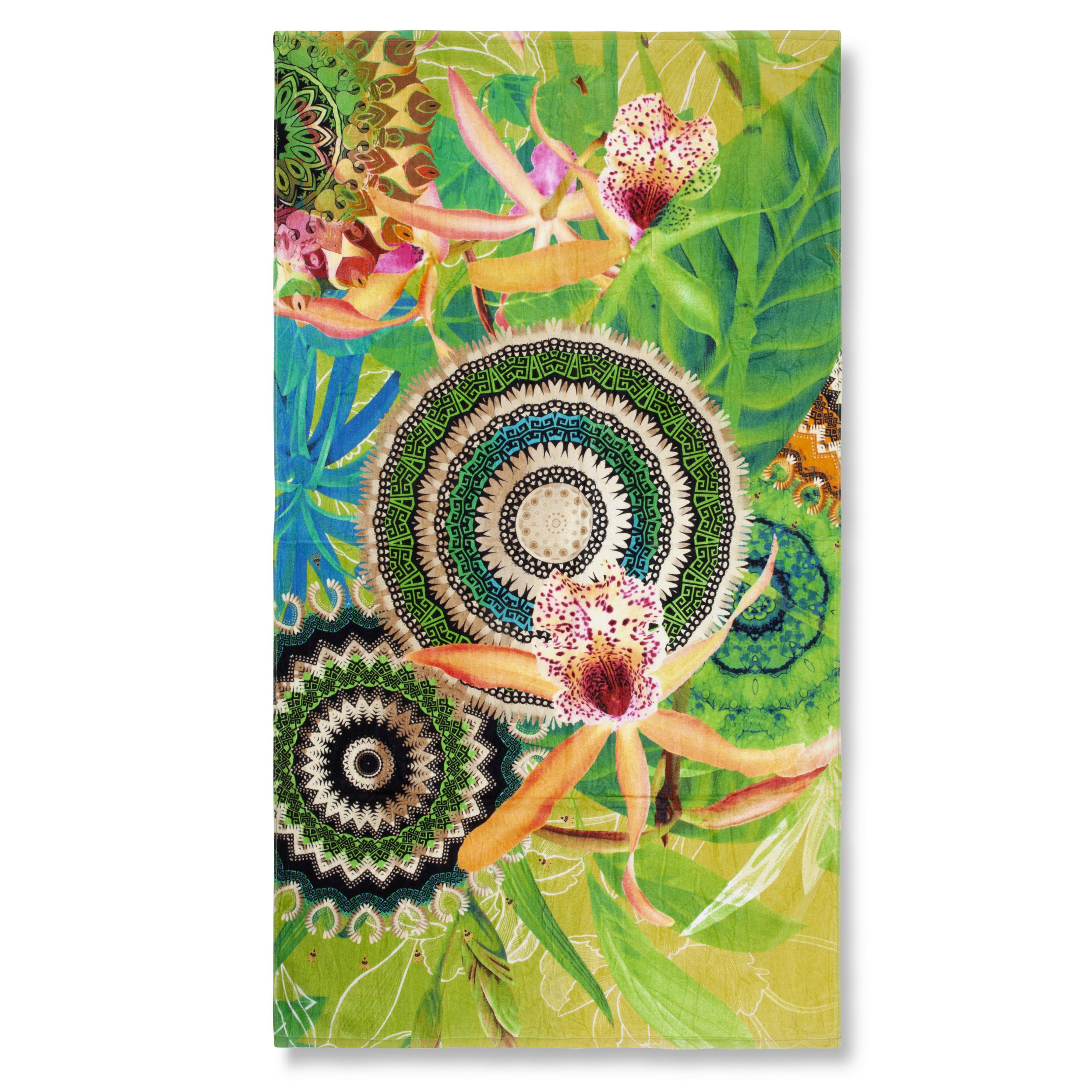 Strandtuch Yissa 100x180 cm Gelb Grün Goldfarben