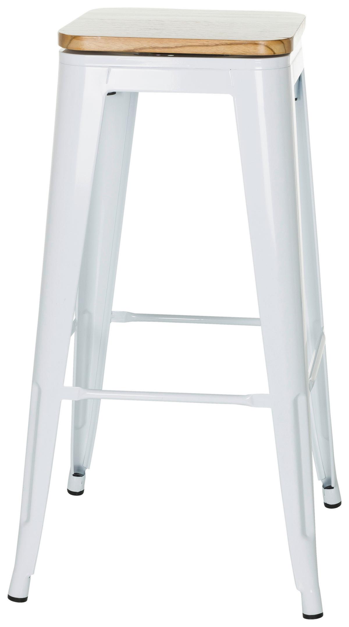 Barhocker Vantaggio High Weiß B: 44 Cm - Weiß, MODERN, Holz/Metall (44/77/44cm) - MID.YOU