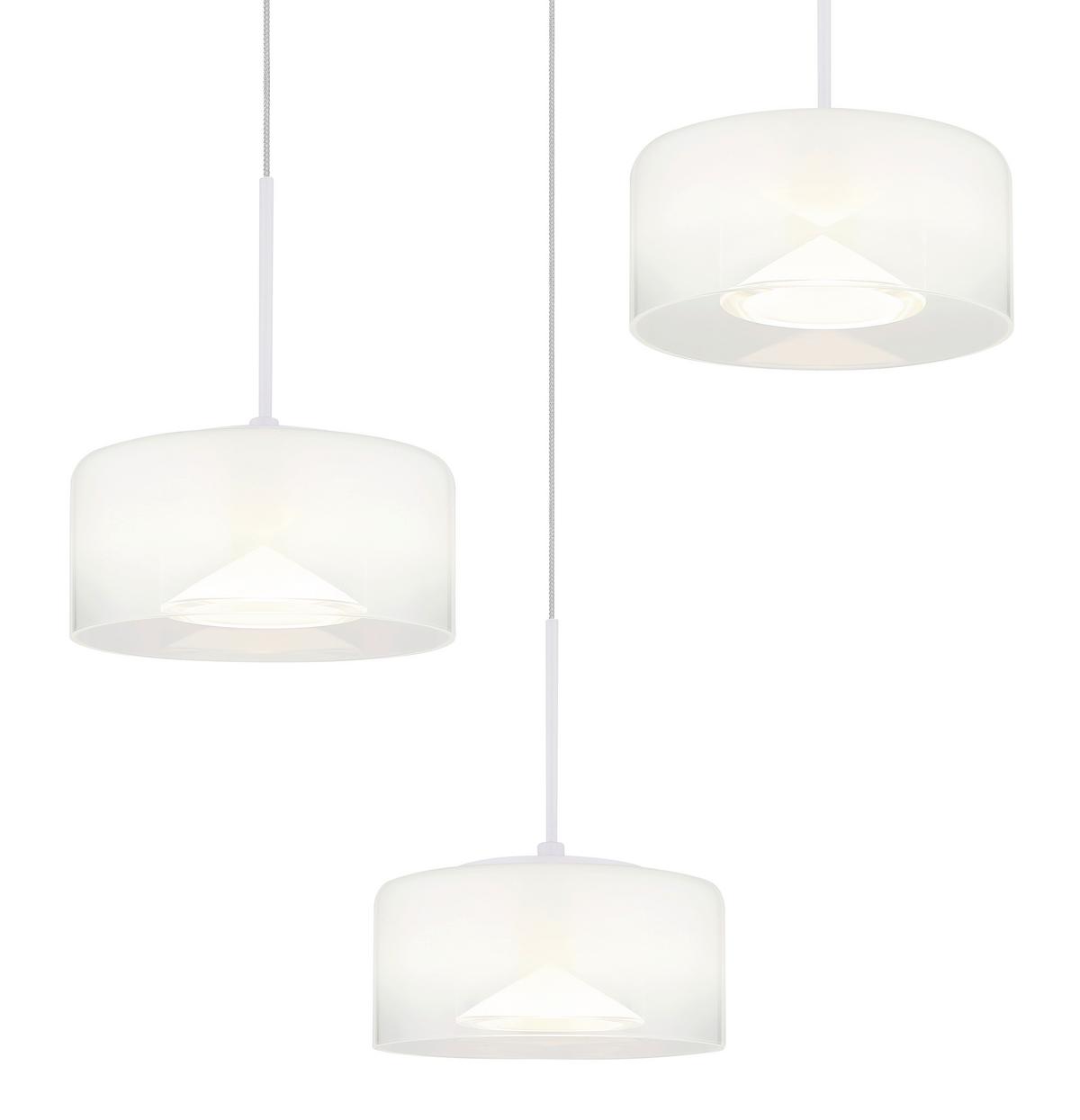 LED-Hängeleuchte Belinda Klar Opal Weiß D: 40 cm - Klar/Opal, Design, Glas/Kunststoff (40/150cm) - Globo