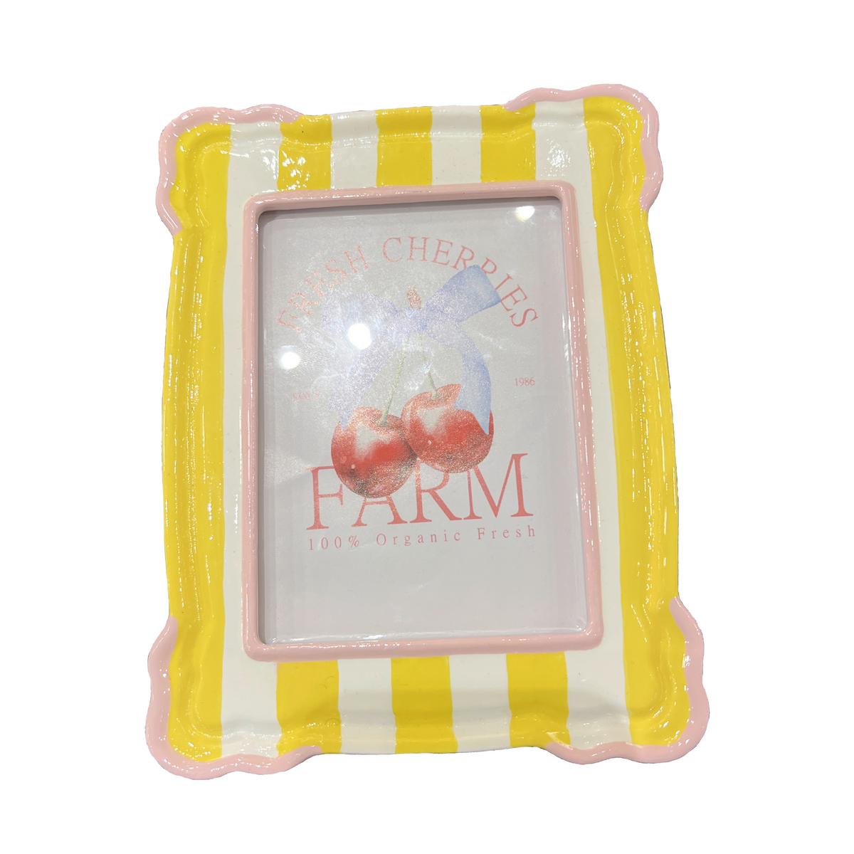 Bilderrahmen Elke - Pink/Gelb, KONVENTIONELL, Glas/Papier (17.8/1.6/13.5cm) - Luca Bessoni