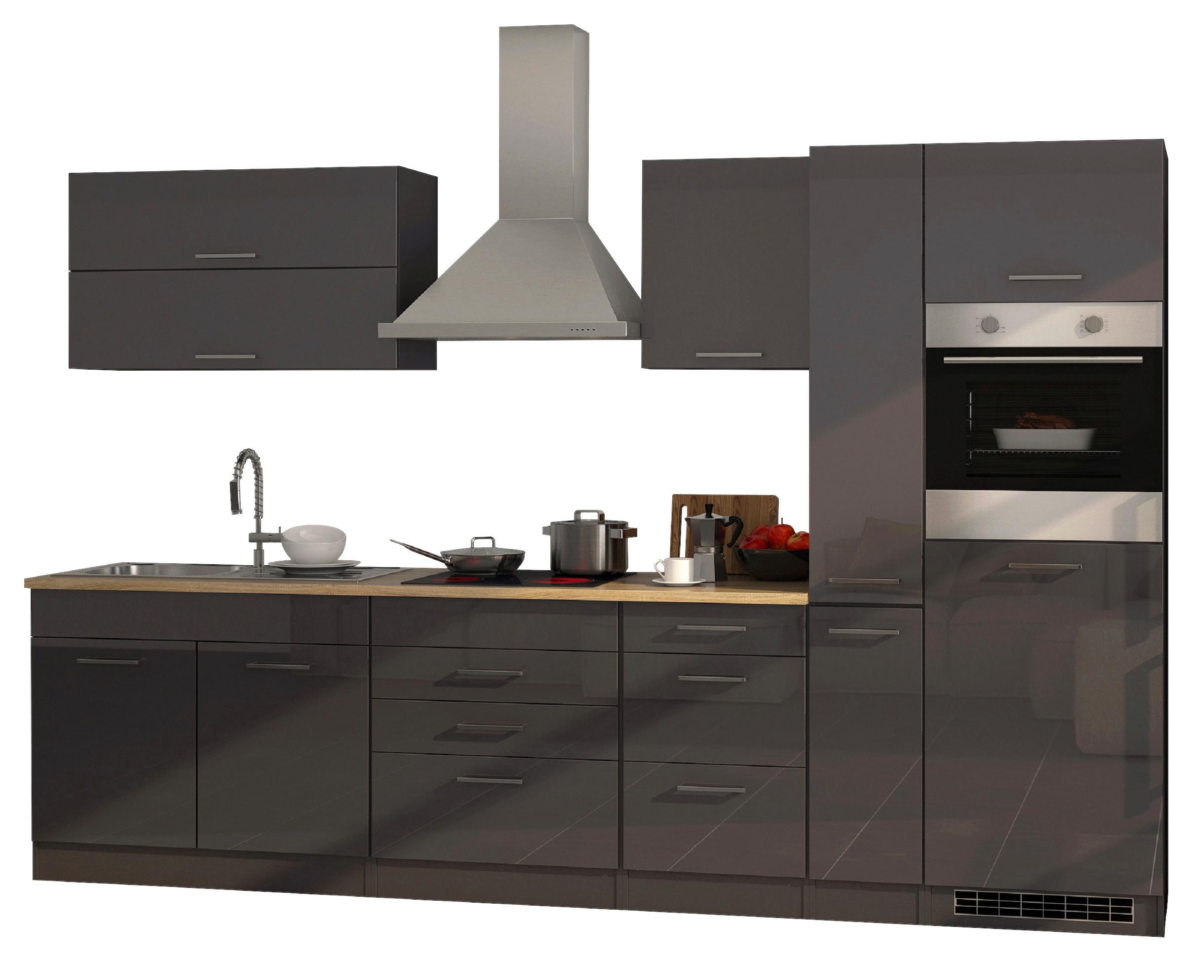 Küchenblock Mailand Graphitfarben B: 320cm - Graphitfarben/Sonoma Eiche, MODERN, Holzwerkstoff (320cm) - Held