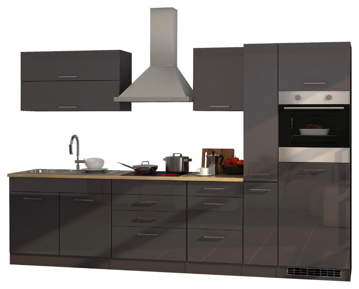 Küchenblock Mailand Graphitfarben B: 320cm - Graphitfarben/Sonoma Eiche, MODERN, Holzwerkstoff (320cm) - Held